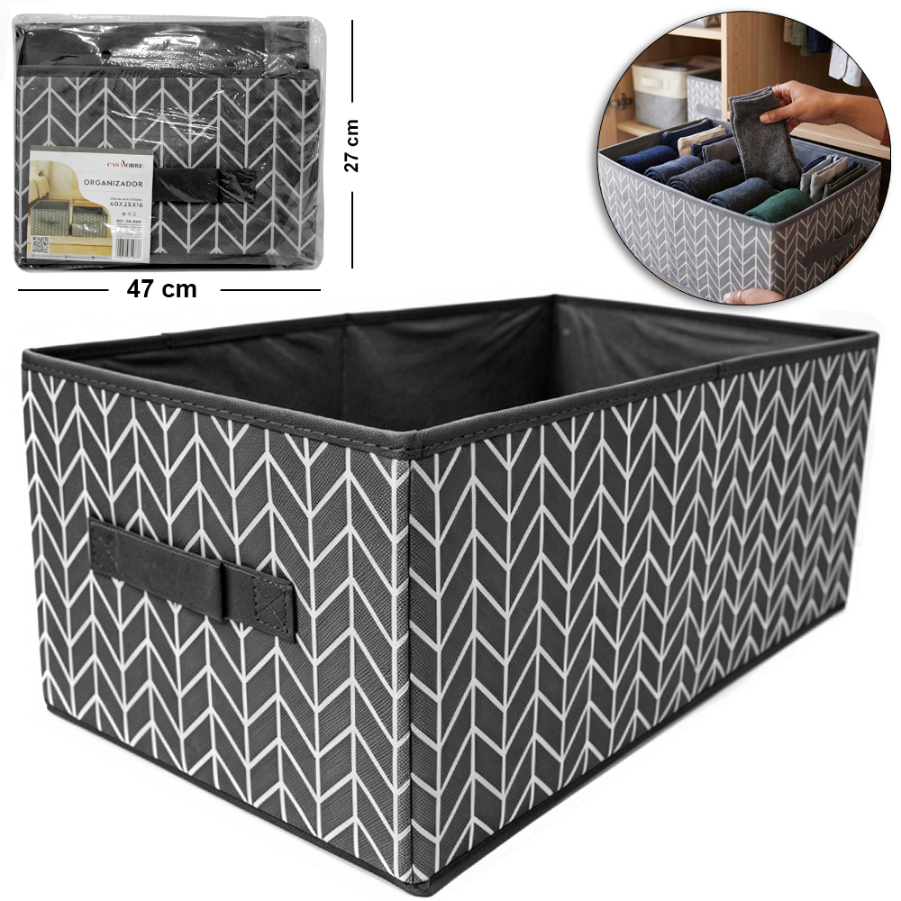 CAIXA ORGANIZADOR DE PVC / TNT DOBRAVEL MULTIUSO COM ALCA CASA NOBRE 47X27X20CM