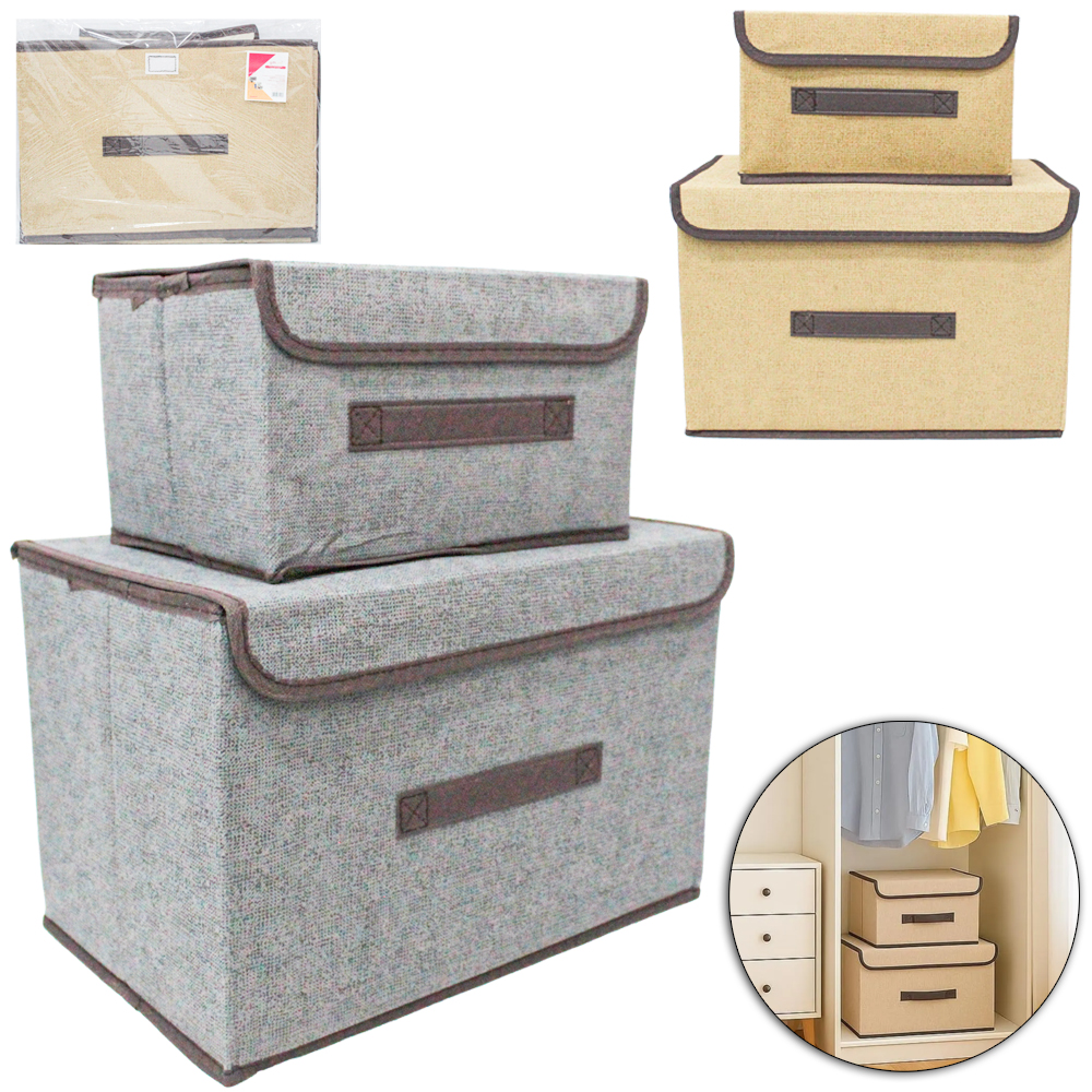 CAIXA ORGANIZADOR DE PVC / TNT DOBRAVEL MULTIUSO COM ALCA DAY BY DAY 2 PECAS 19 / 7,8L 36X24X23/25X19X16CM