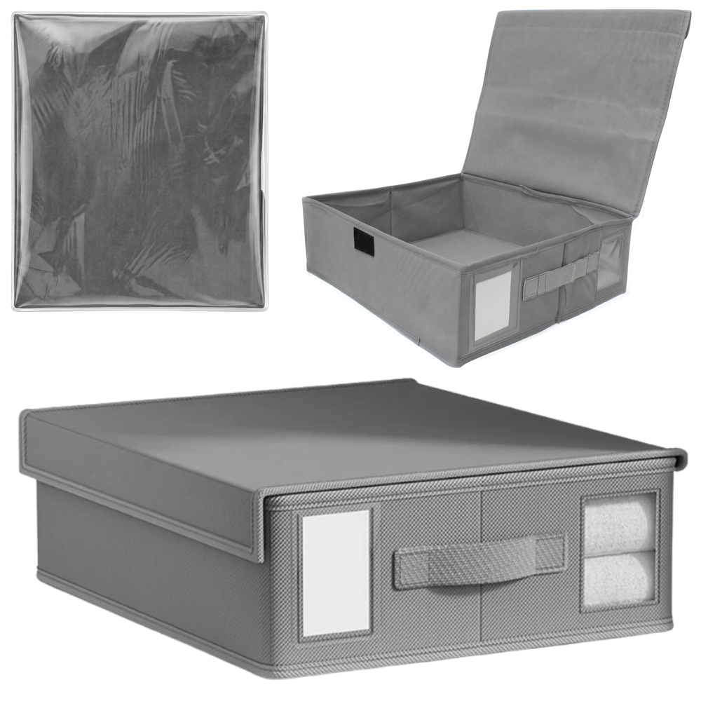 CAIXA ORGANIZADOR DE PVC / TNT DOBRAVEL MULTIUSO COM ALCA FLEX GOLD HOME 39X32,5X12,5CM