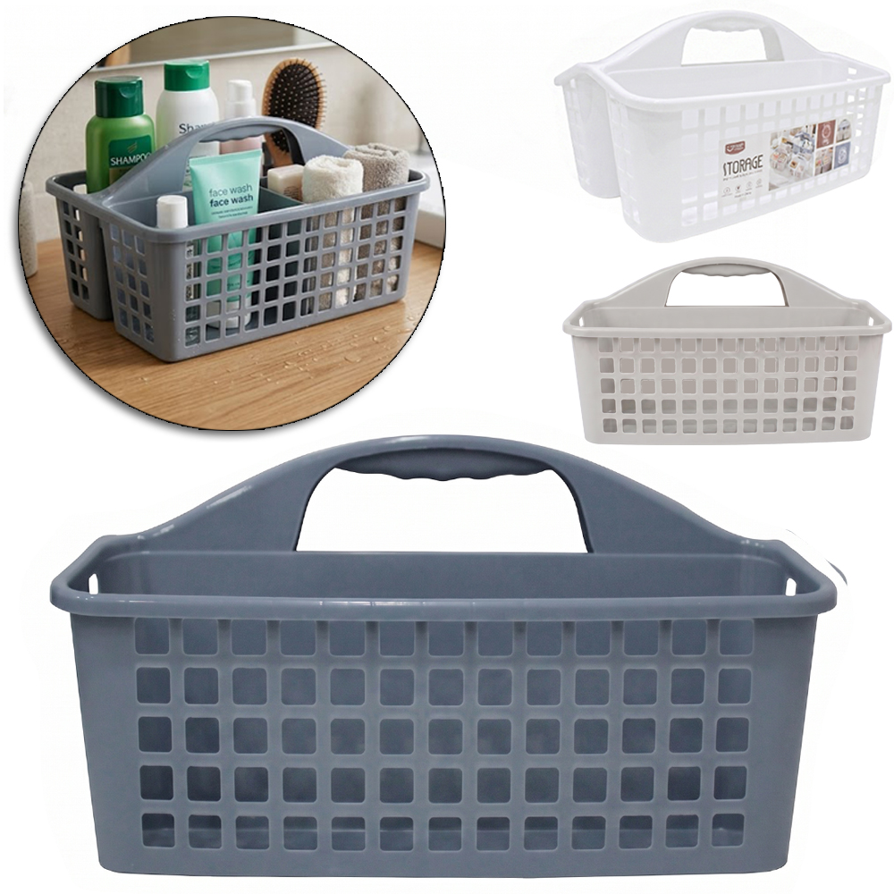 CESTO ORGANIZADOR DE PLASTICO RETANGULAR VAZADO COM 3 DIVISORIAS + ALCA STORAGE 32X23X19CM