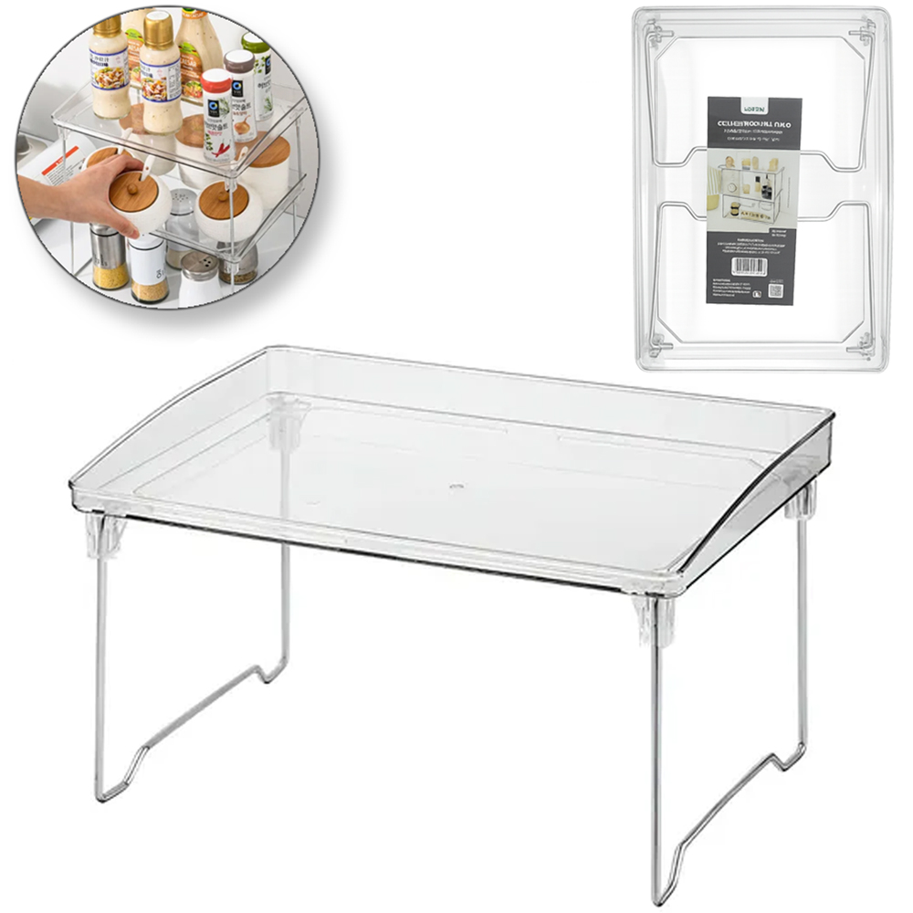 SUPORTE PRATELEIRA ORGANIZADOR DOBRAVEL DE PLASTICO PET FLEXIVEL / ARAMADO RETANGULAR EMPILHAVEL 30X21,5X15CM
