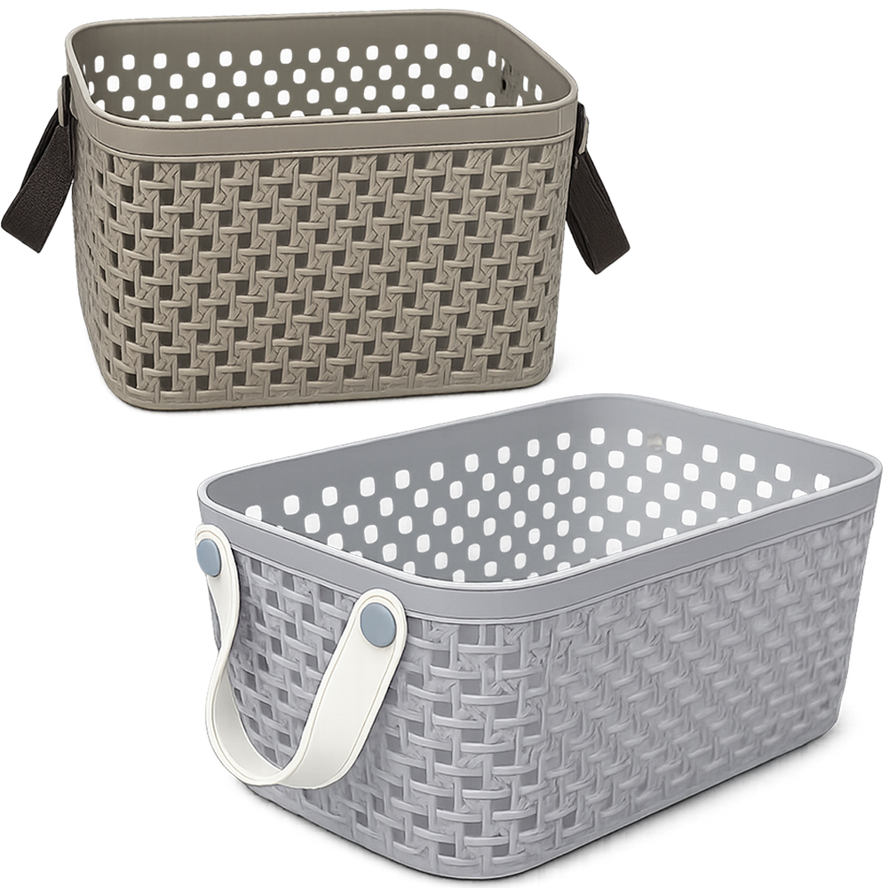 CESTO ORGANIZADOR DE PLASTICO RETANGULAR VAZADO COM ALCA 23,3X16X13CM