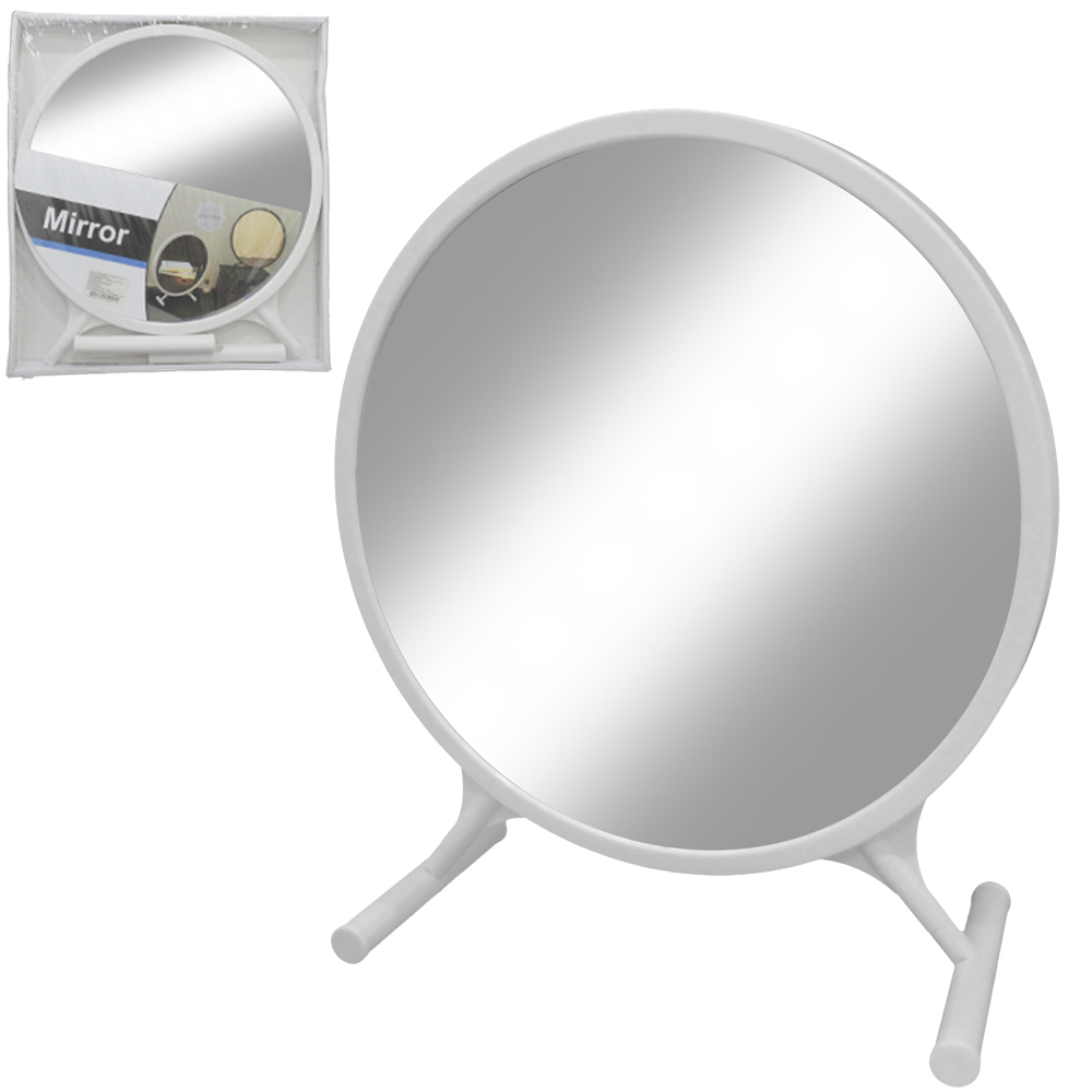 ESPELHO DE MESA REDONDO COM BASE DE PLASTICO MIRROR 31,5X29CM DE Ø