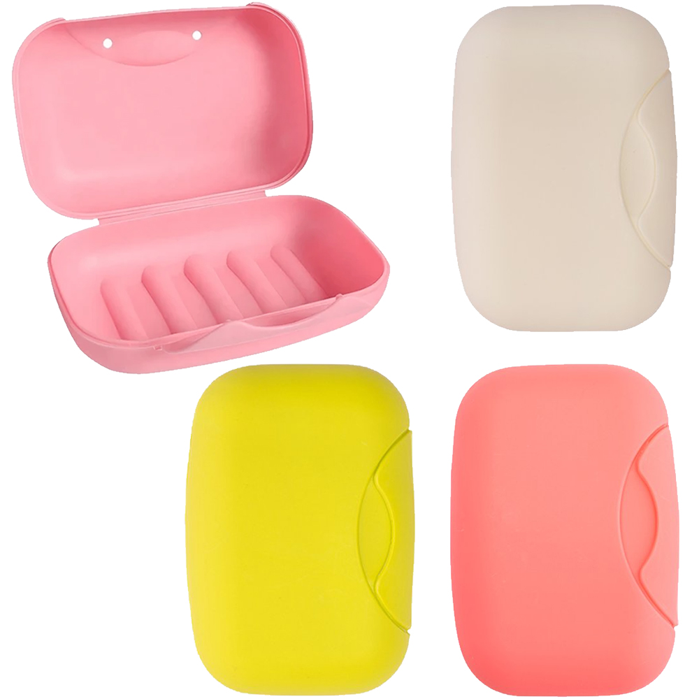 SABONETEIRA DE PIA DE PLASTICO RETANGULAR COM TRAVA + TAMPA 11,8X7,5X4,5CM 