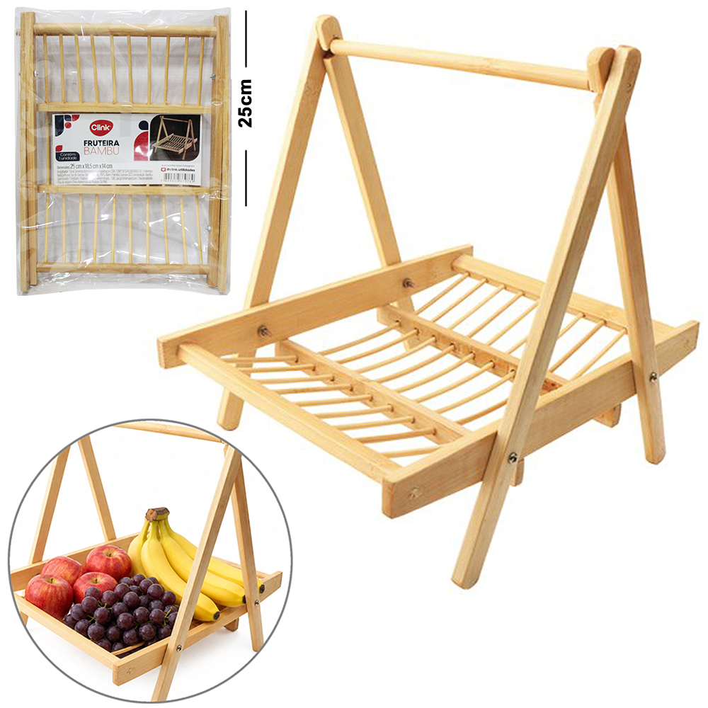CESTA FRUTEIRA DE MESA DE BAMBU RETANGULAR 25X18,5X14CM 