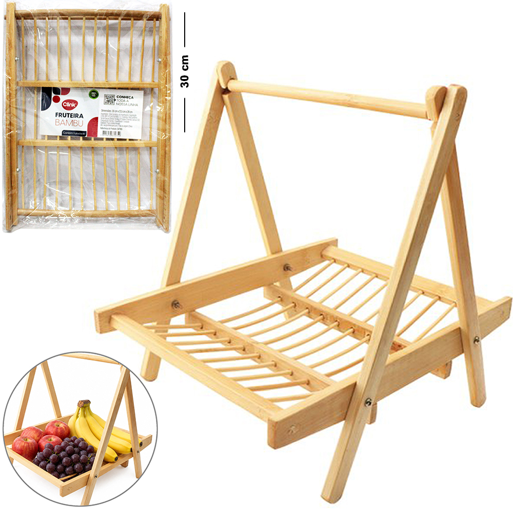 CESTA FRUTEIRA DE MESA DE BAMBU RETANGULAR 30X28X21,5CM 