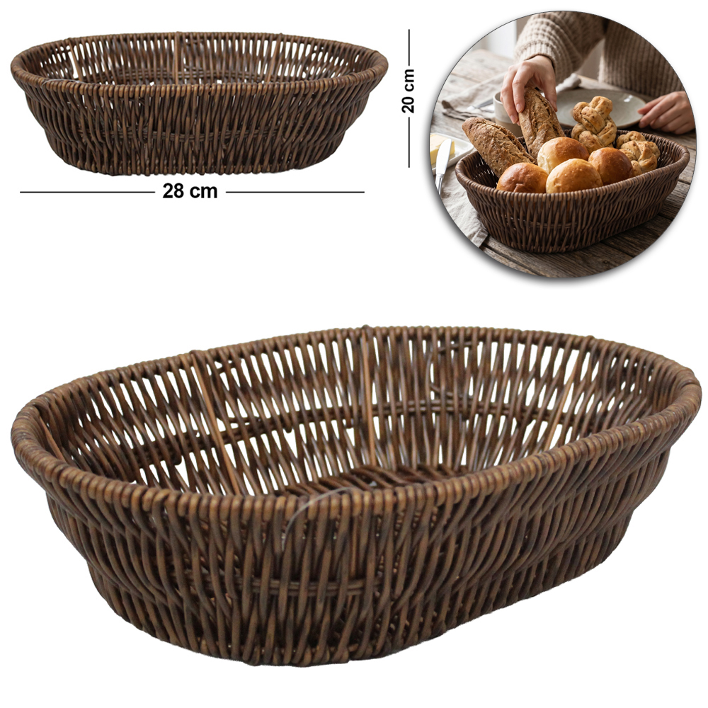 CESTA DE PLASTICO TIPO VIME OVAL 28X20X7CM