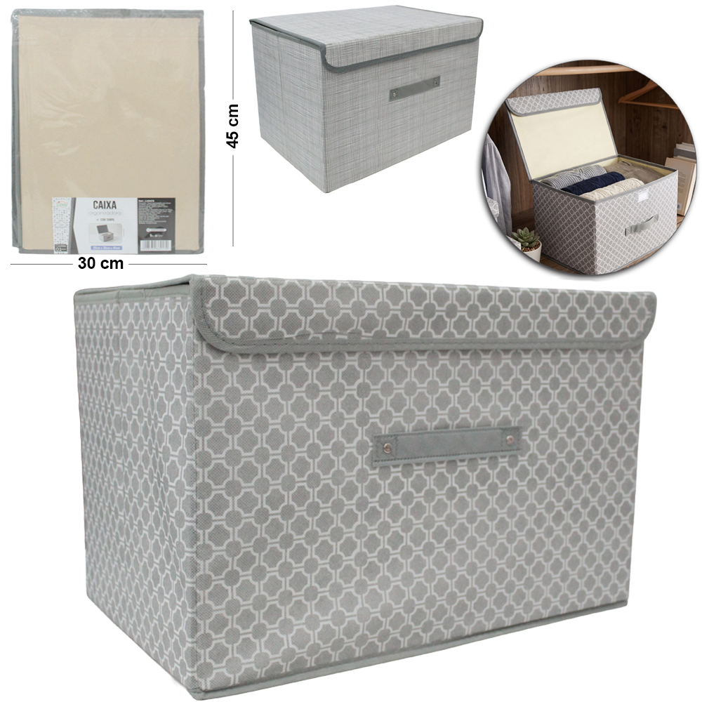 CAIXA ORGANIZADOR DE PVC / TNT DOBRAVEL MULTIUSO COM ALCA 45X30X29CM