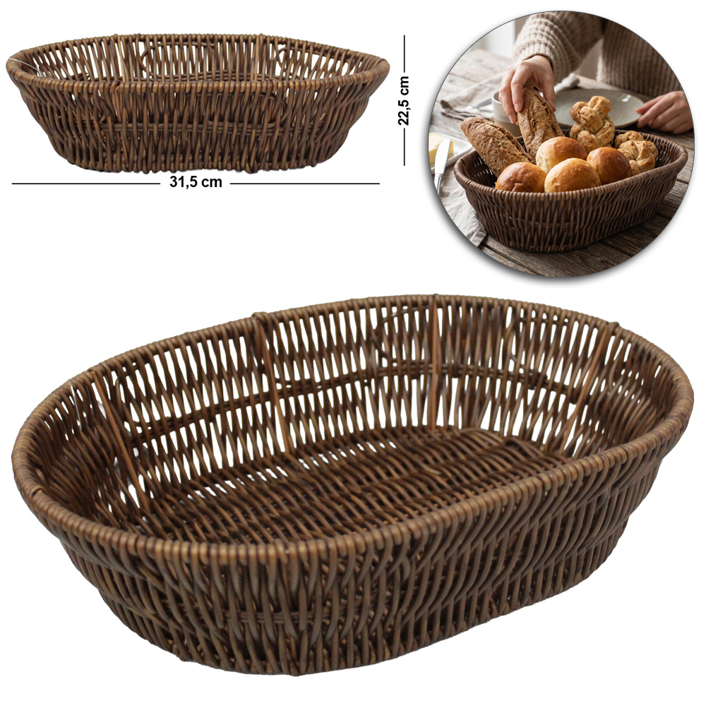 CESTA DE PLASTICO TIPO VIME OVAL 31,5X22,5X8CM