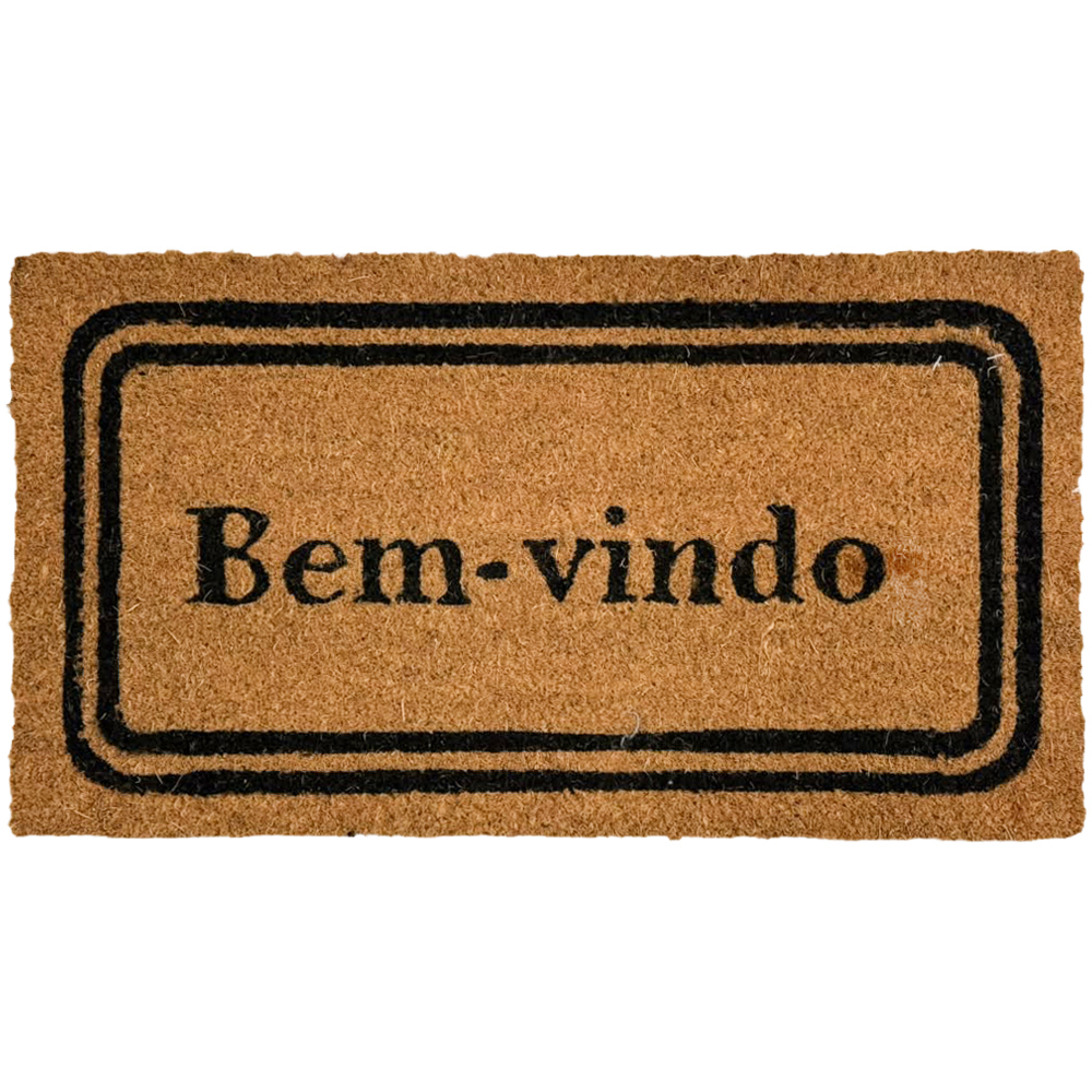 TAPETE CAPACHO DE PISO DE FIBRA RETANGULAR EMBORRACHADO BEM VINDO 60X33CM