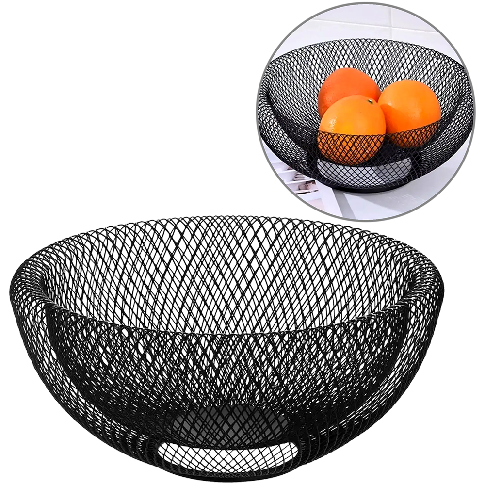 CESTA FRUTEIRA DE MESA ARAMADO REDONDA BLACK 13,5X30CM DE Ø 