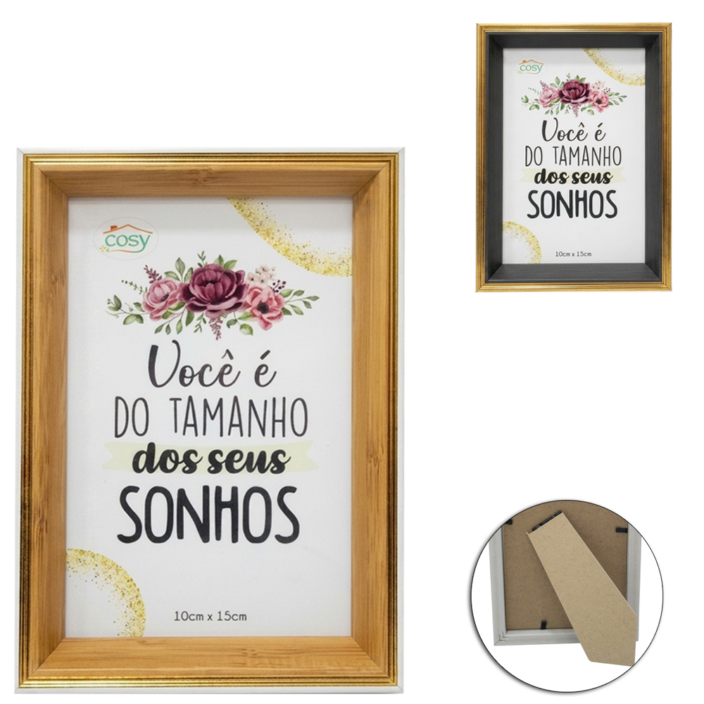 PORTA RETRATO 10X15 COM MOLDURA DE PLASTICO TMD