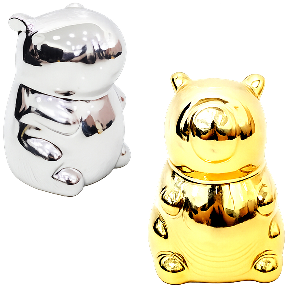 ENFEITE CAPIVARA DE PORCELANA METALIZADO 9,5X6,5X6,5CM 
