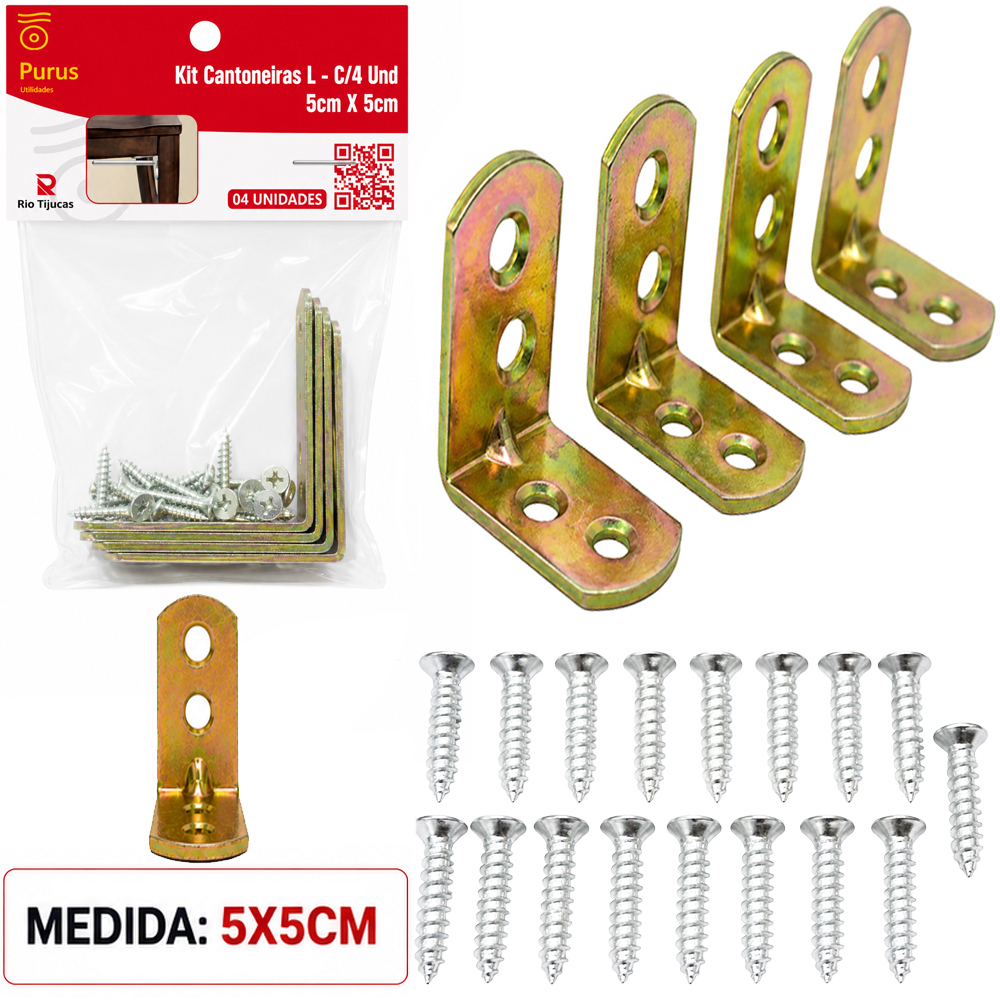 CANTONEIRA MAO FRANCESA DE METAL BICROMATIZADA COM 4 PECAS 5X5CM