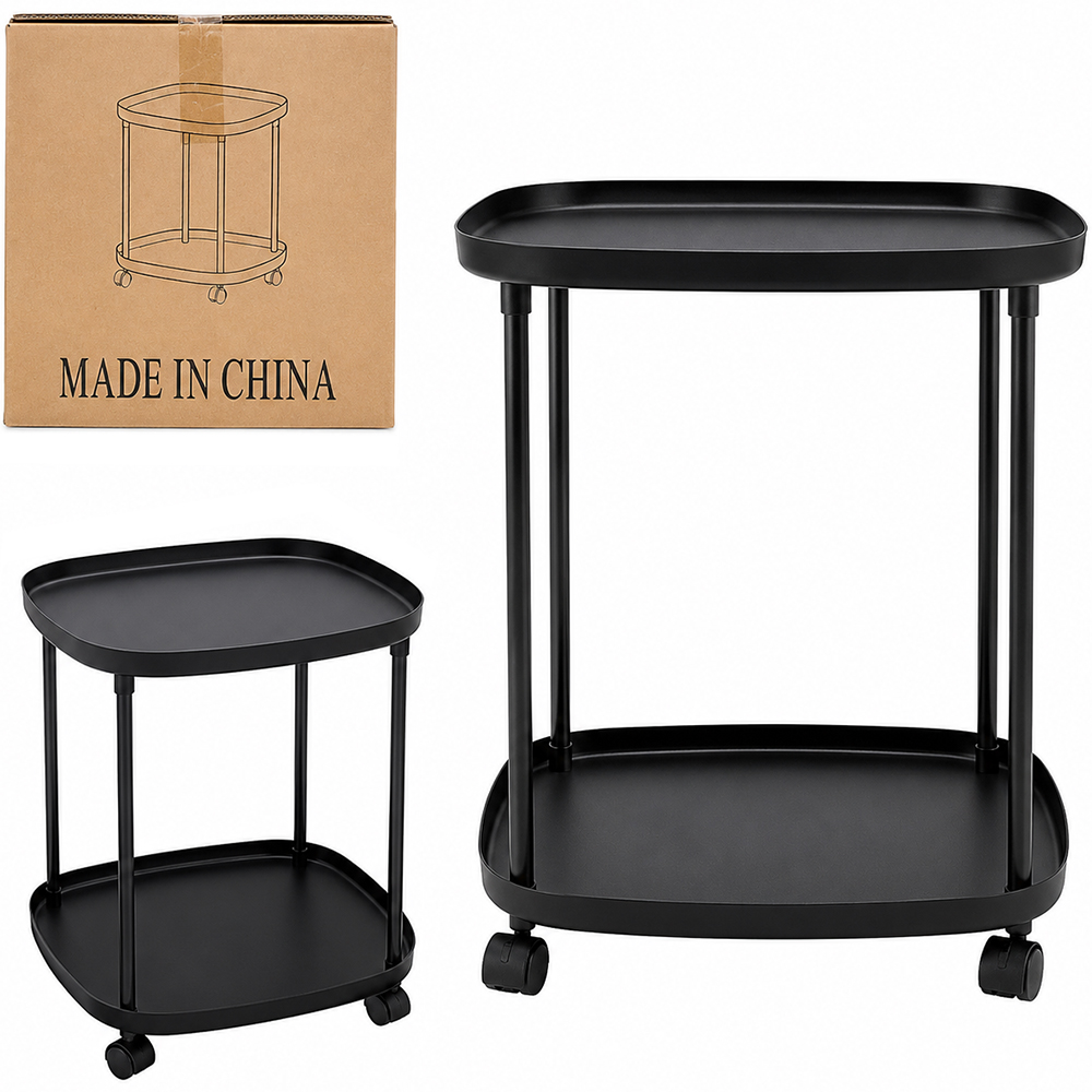 CARRINHO ORGANIZADOR MULTIUSO DE PLASTICO / METAL QUADRADO COM 2 ANDARES 4 TUBOS NEX HOME 50X39CM