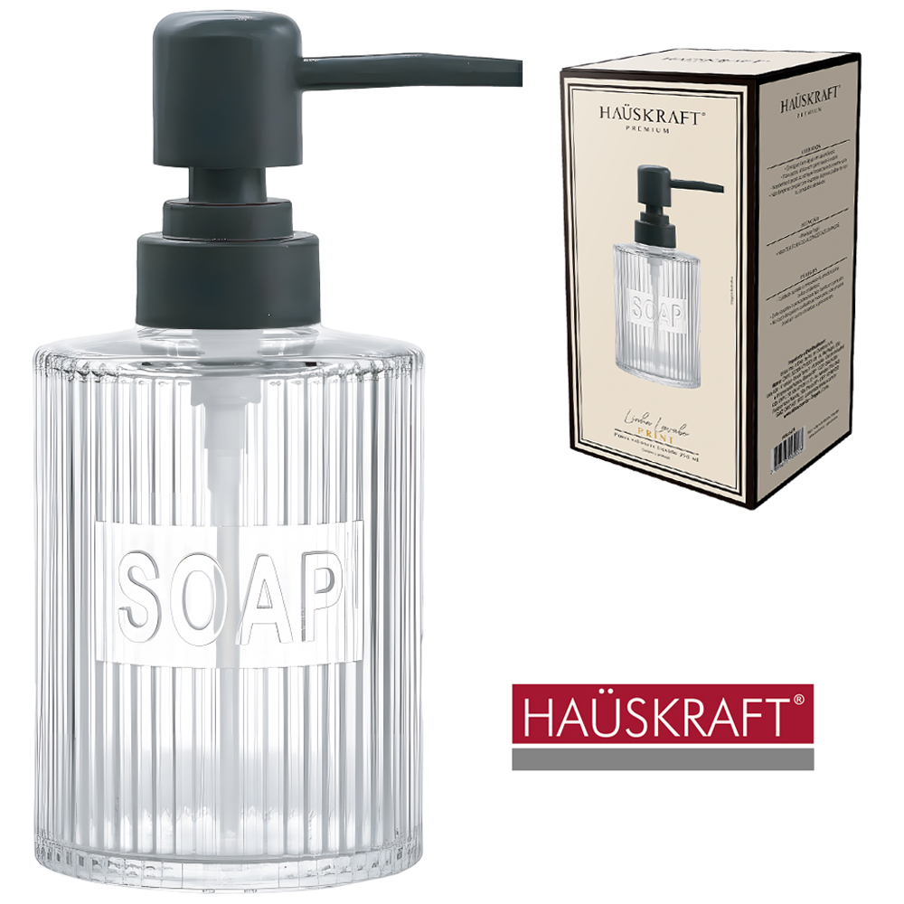 PORTA SABONETE LIQUIDO DE VIDRO REDONDO SOAP LINHA LAVABO PRINT HAUSKRAFT PREMIUM 250ML