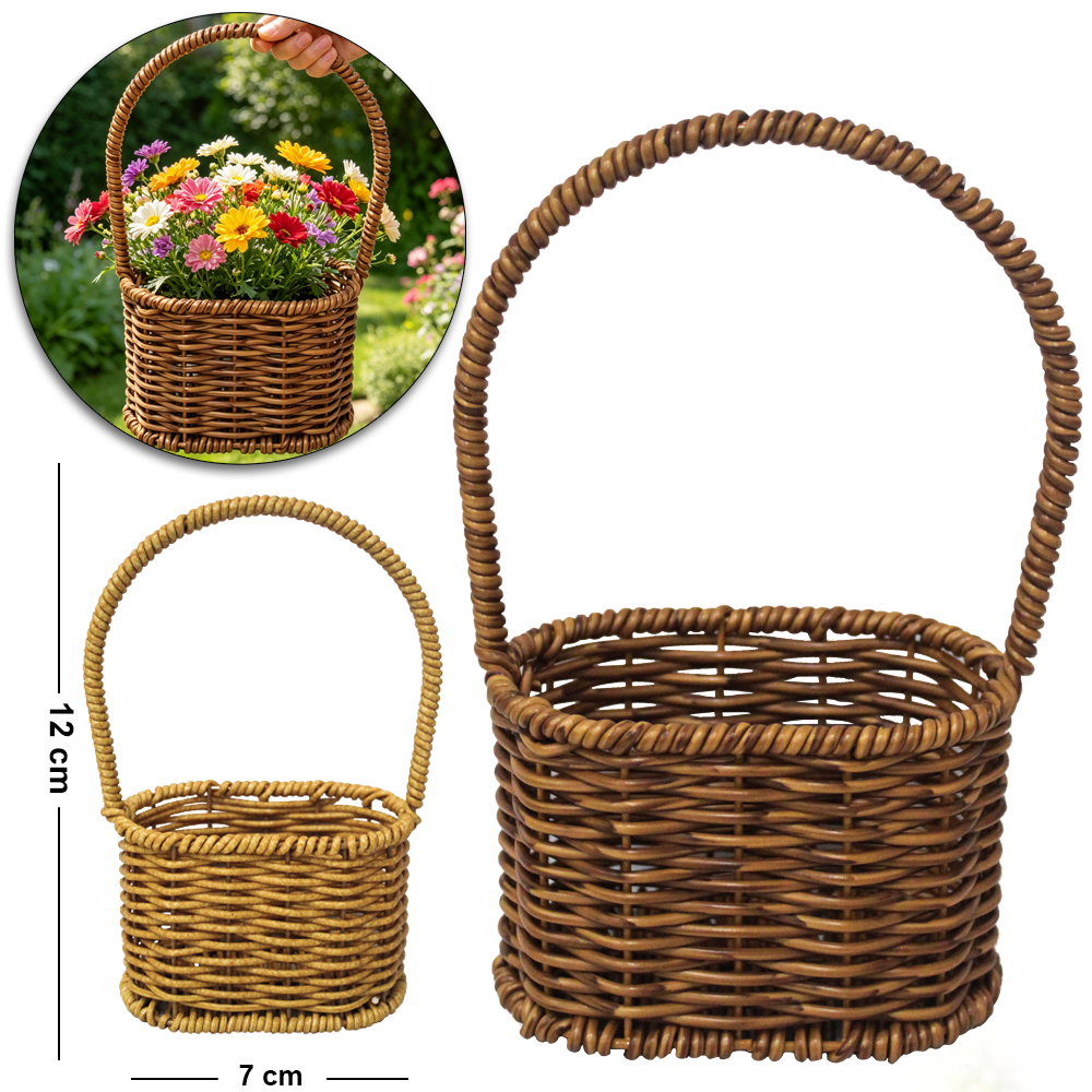 CESTO ORGANIZADOR DE PLASTICO TIPO VIME OVAL COM ALCA 12X8X7CM