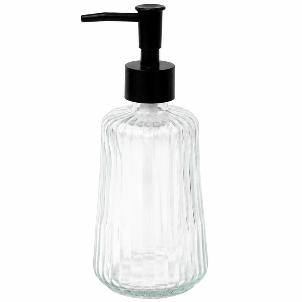 PORTA SABONETE LIQUIDO DE VIDRO REDONDO TRANSPARENTE 350ML