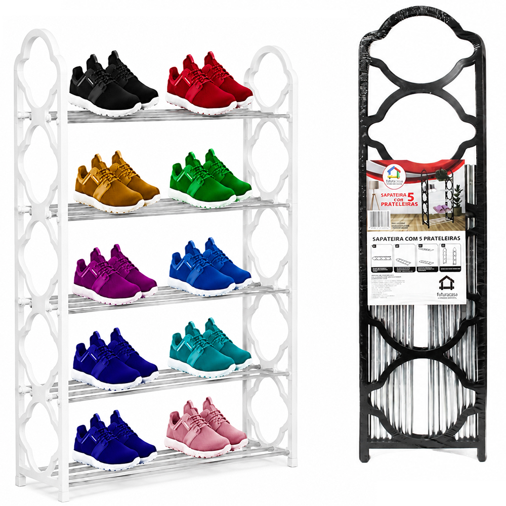 ORGANIZADOR / SAPATEIRA DESMONTAVEL DE PLASTICO / METAL 15 TUBOS 5 ANDARES 67X41,5X18CM