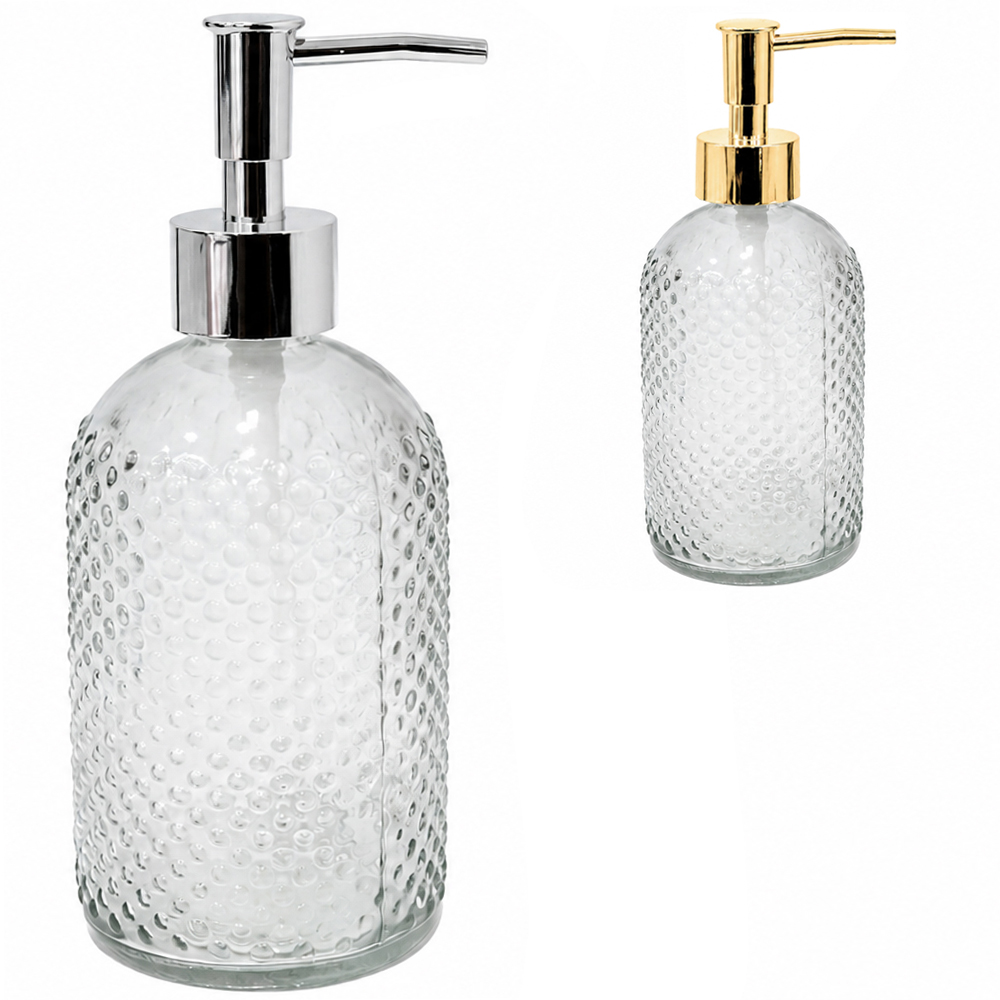 PORTA SABONETE LIQUIDO DE VIDRO REDONDO TRANSPARENTE 400ML