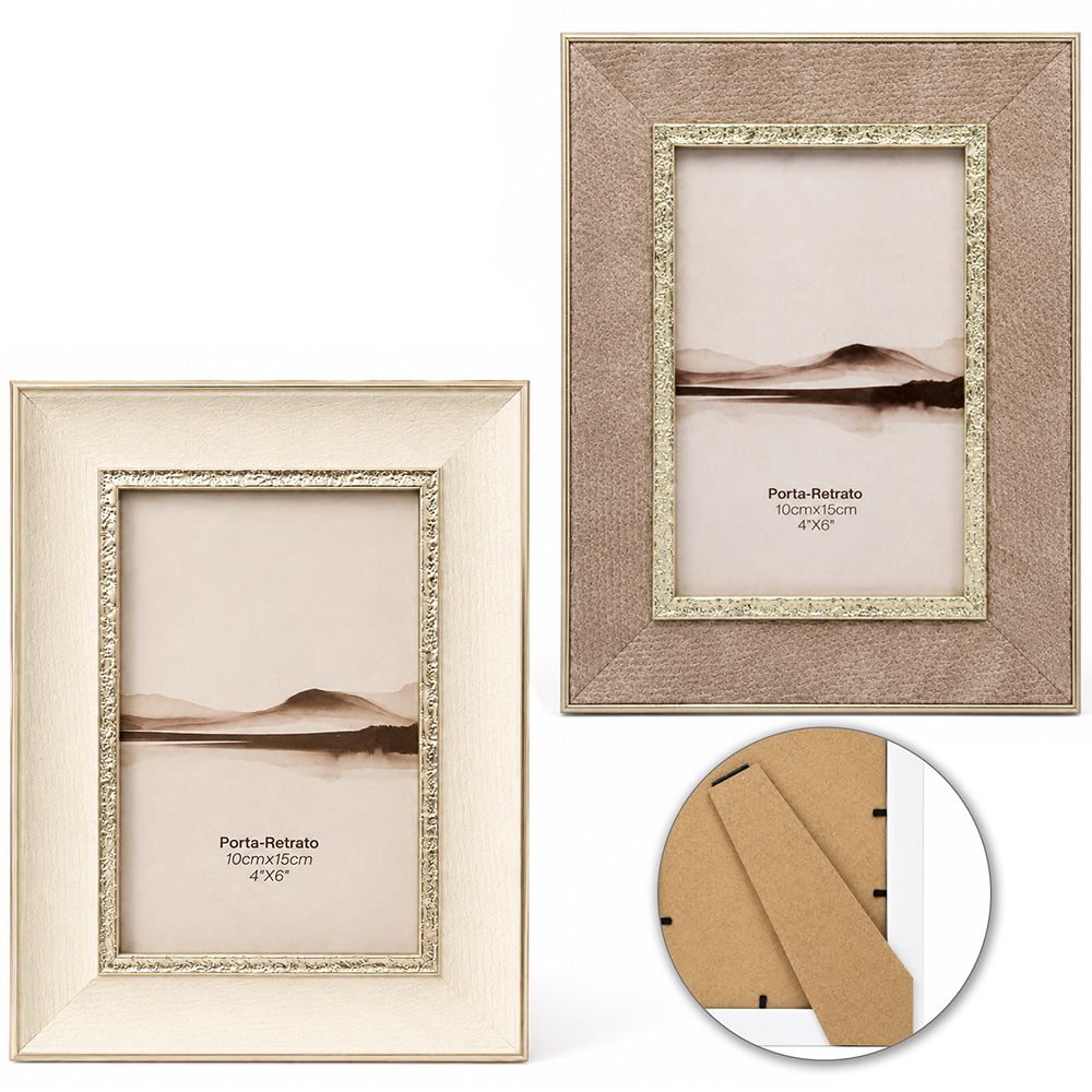 PORTA RETRATO 10X15 COM MOLDURA DE PLASTICO TMD METALIZADO 