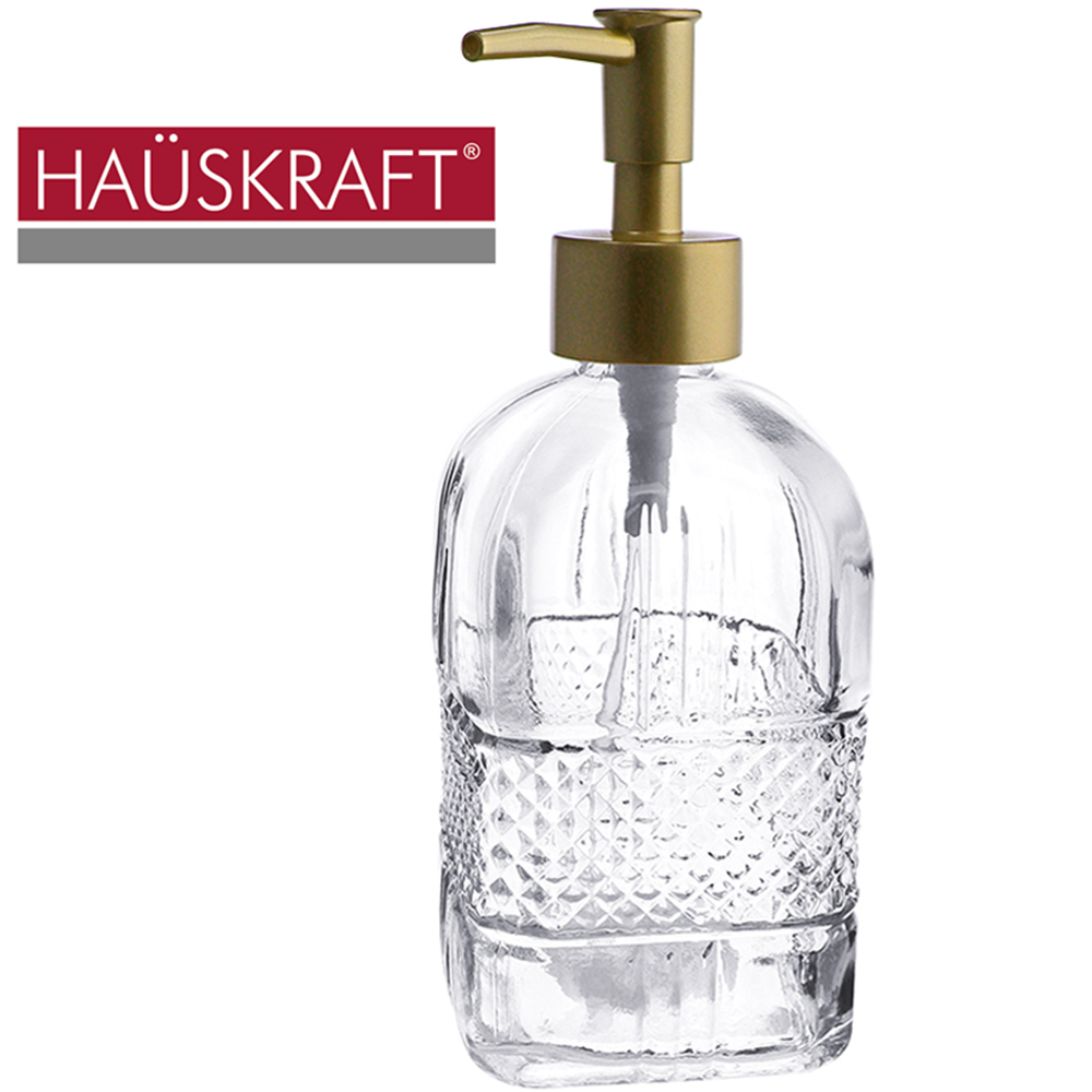 PORTA SABONETE LIQUIDO DE VIDRO QUADRADO MOSS TRANSPARENTE HAUSKRAFT 430ML