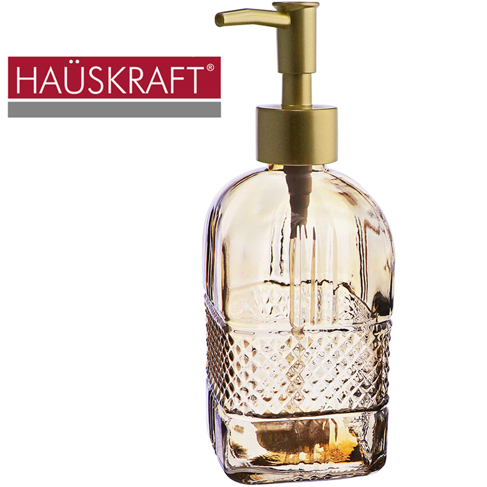 PORTA SABONETE LIQUIDO DE VIDRO QUADRADO MOSS AMBAR HAUSKRAFT 430ML