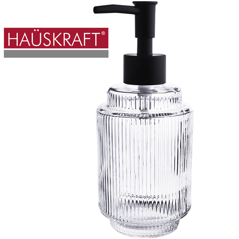 PORTA SABONETE LIQUIDO DE VIDRO REDONDO VERTICE TRANSPARENTE HAUSKRAFT 400ML