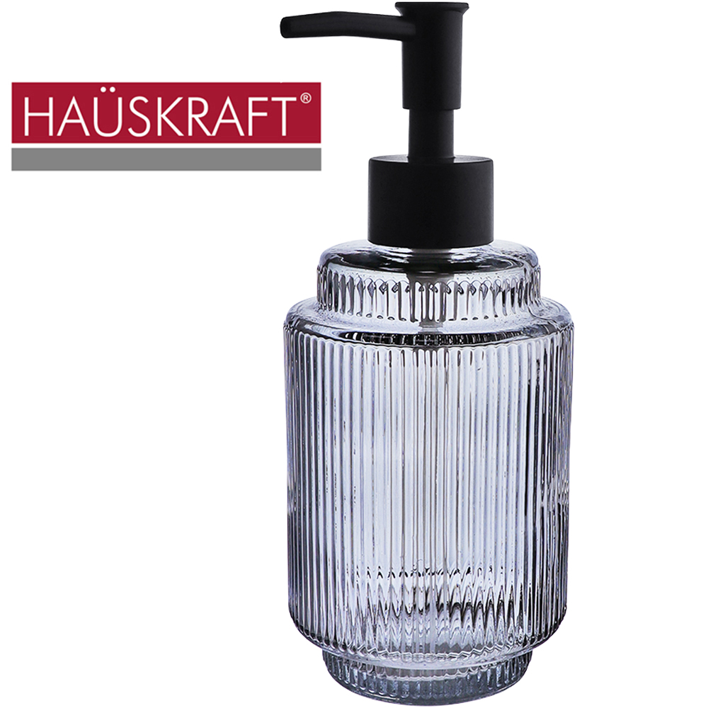 PORTA SABONETE LIQUIDO DE VIDRO REDONDO VERTICE CINZA FUME HAUSKRAFT 400ML