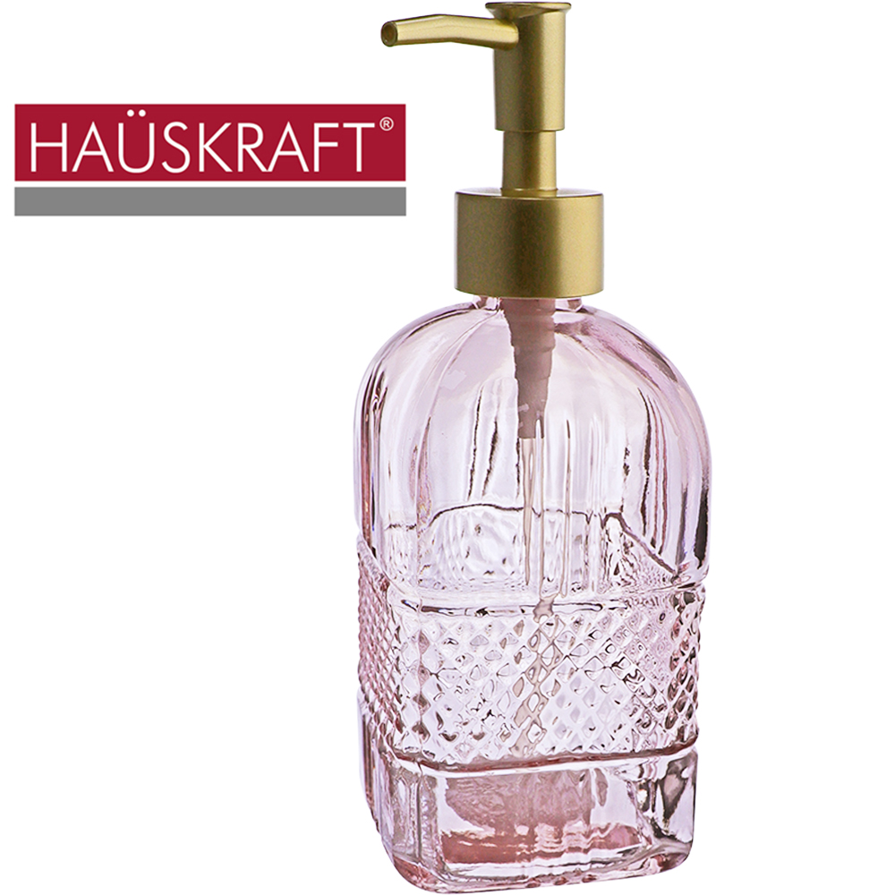 PORTA SABONETE LIQUIDO DE VIDRO QUADRADO MOSS ROSA HAUSKRAFT 430ML