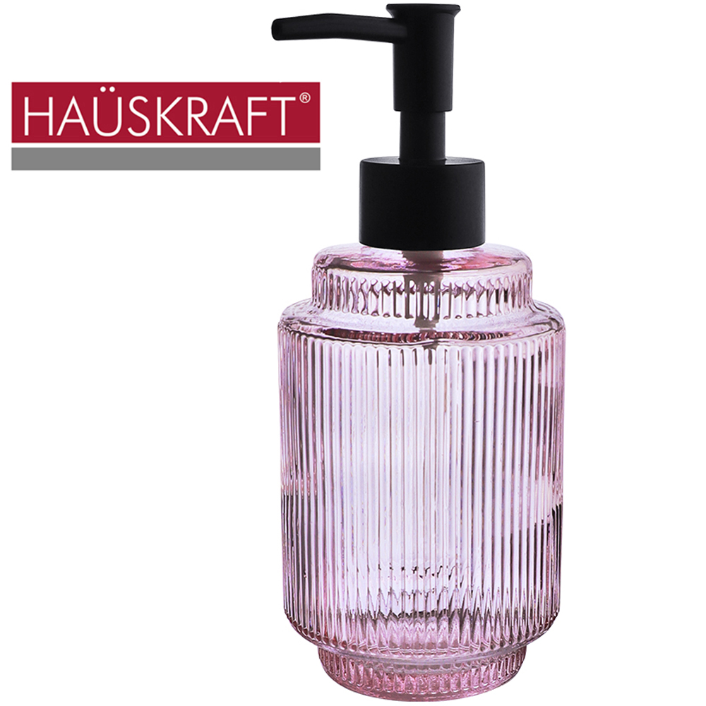 PORTA SABONETE LIQUIDO DE VIDRO REDONDO VERTICE ROSA HAUSKRAFT 400ML