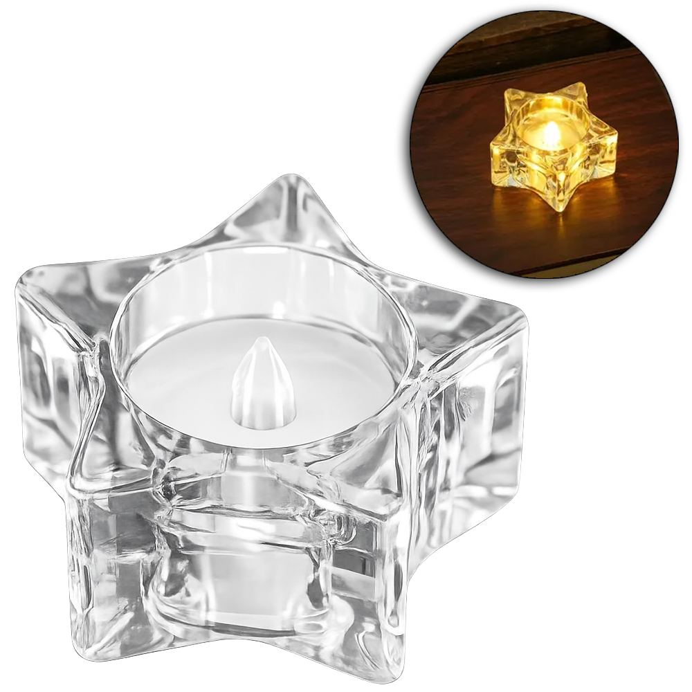 VELA DECORATIVA ELETRONICA DE LED ESTRELA A BATERIA 6,5X6X3CM 