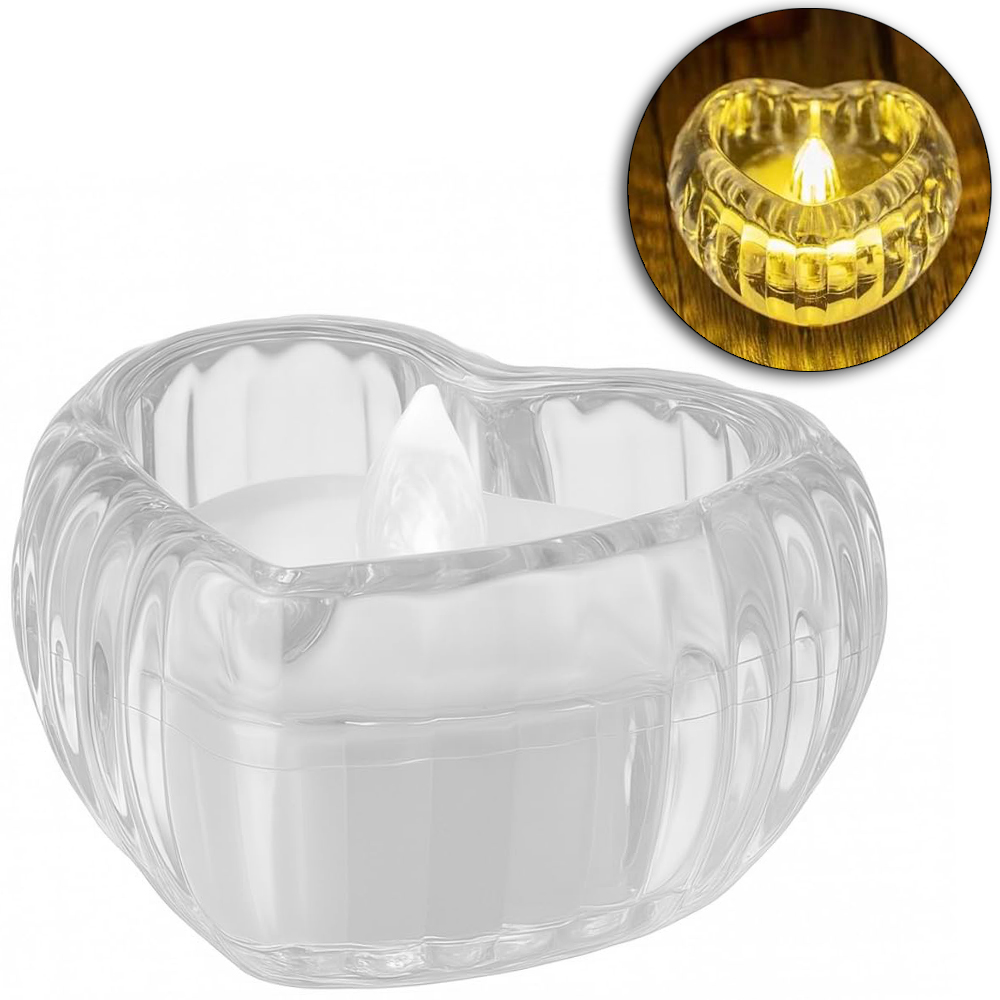 VELA DECORATIVA ELETRONICA DE LED CORACAO A BATERIA 6X5X3CM 