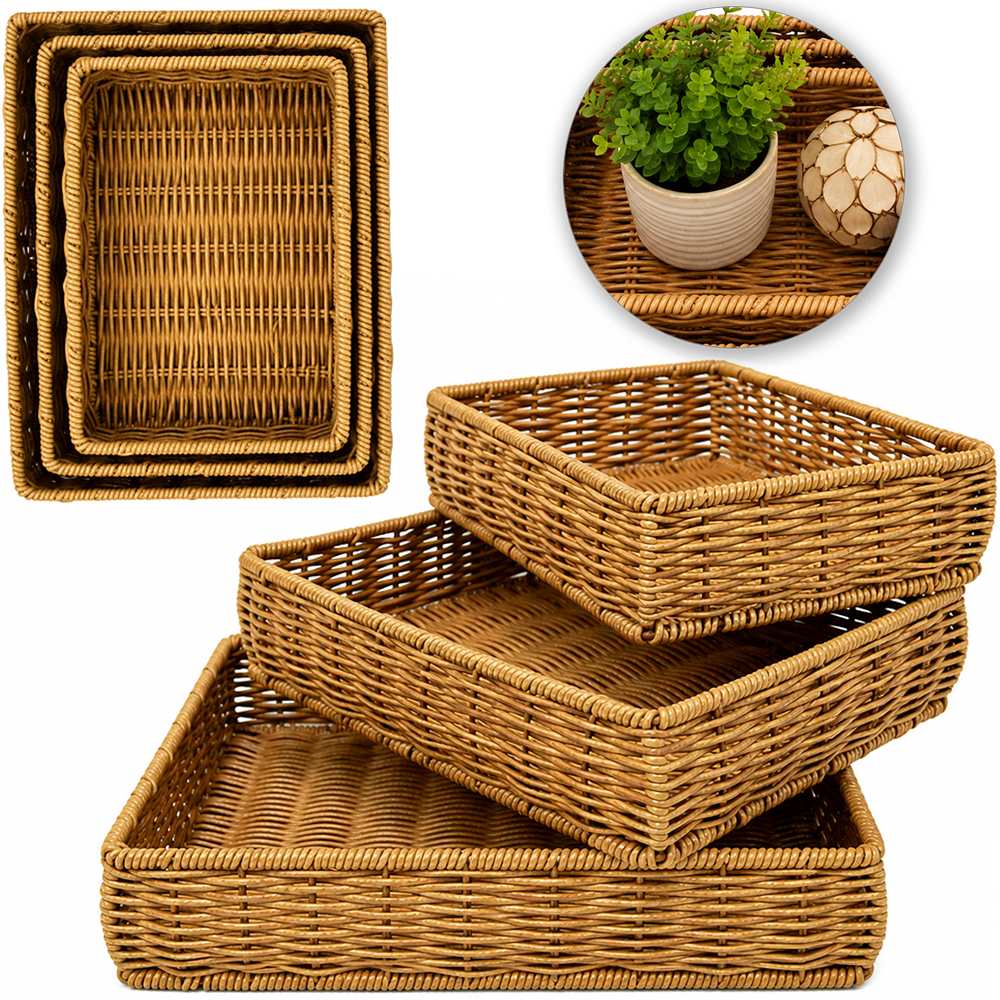 CESTA DE PLASTICO TIPO VIME RETANGULAR 3 PECAS