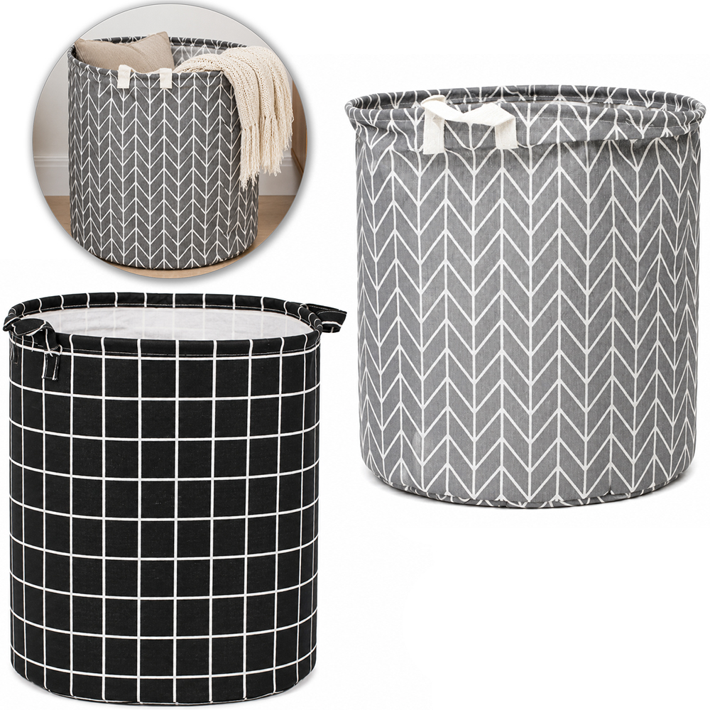 CESTO ORGANIZADOR PARA ROUPAS REDONDO DOBRAVEL COM ALCA 43X35CM 