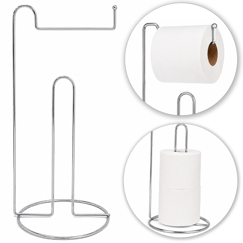 SUPORTE PORTA PAPEL HIGIENICO DE PISO ARAMADO PARA 3 ROLOS 35X15CM DE Ø