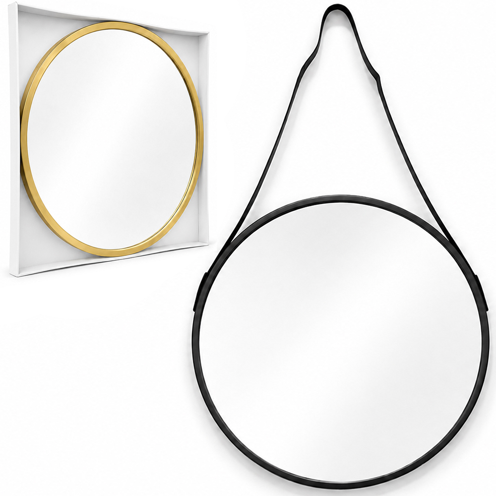 ESPELHO DE PENDURAR EMOLDURADO REDONDO DECORATIVO + ALCA 60CM DE Ø 