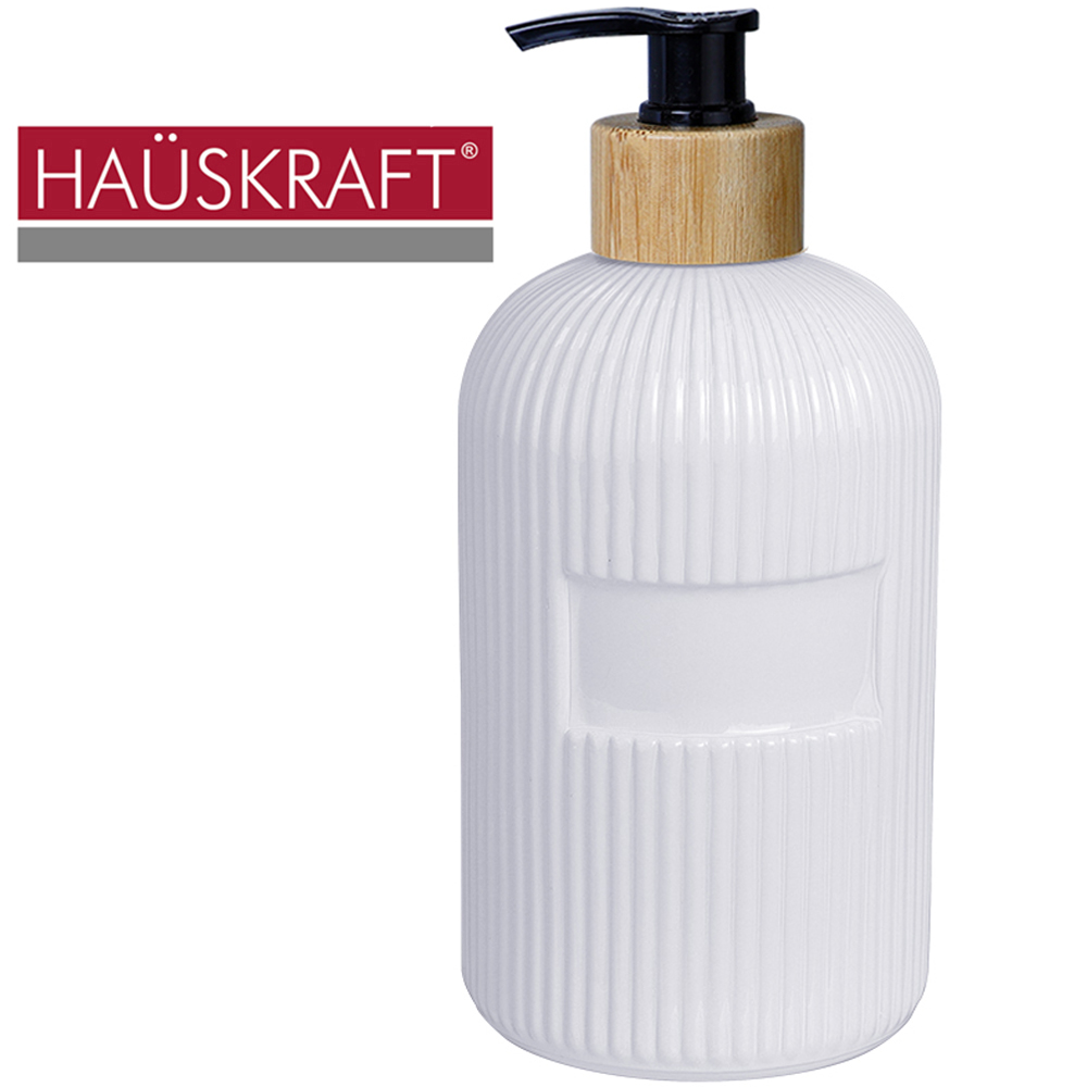 PORTA SABONETE LIQUIDO DE VIDRO REDONDO MINT GOLA DE BAMBU HAUSKRAFT 500ML