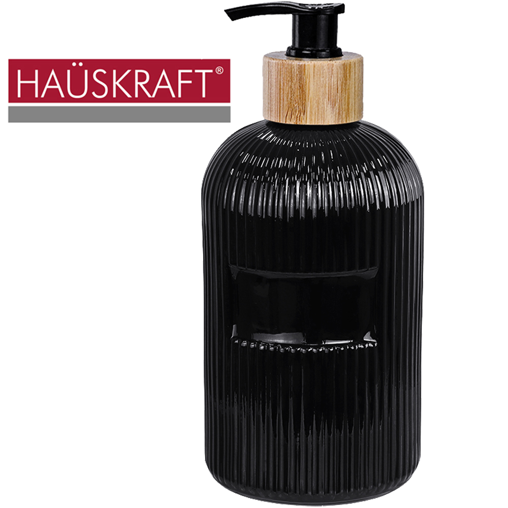 PORTA SABONETE LIQUIDO DE VIDRO REDONDO MINT GOLA DE BAMBU HAUSKRAFT 500ML