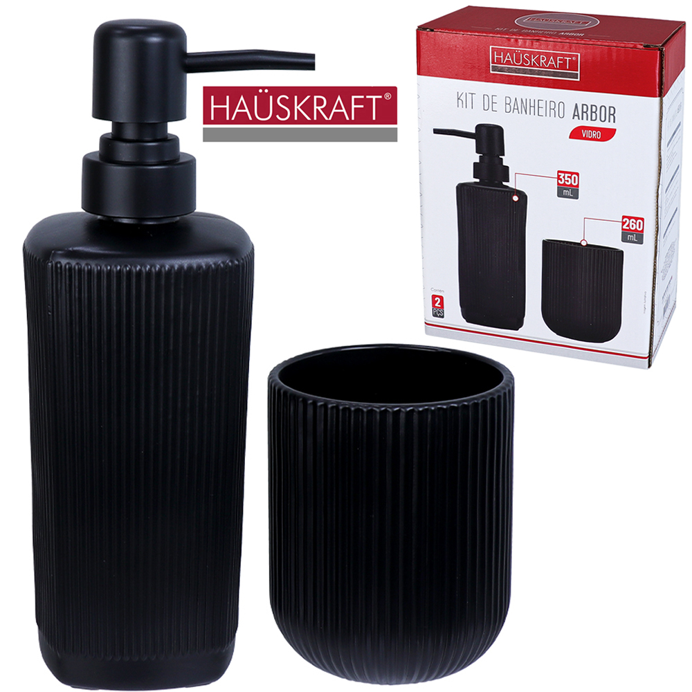 JOGO PARA BANHEIRO DE VIDRO ARBOR COM 2 PECAS 350 / 260ML HAUSKRAFT