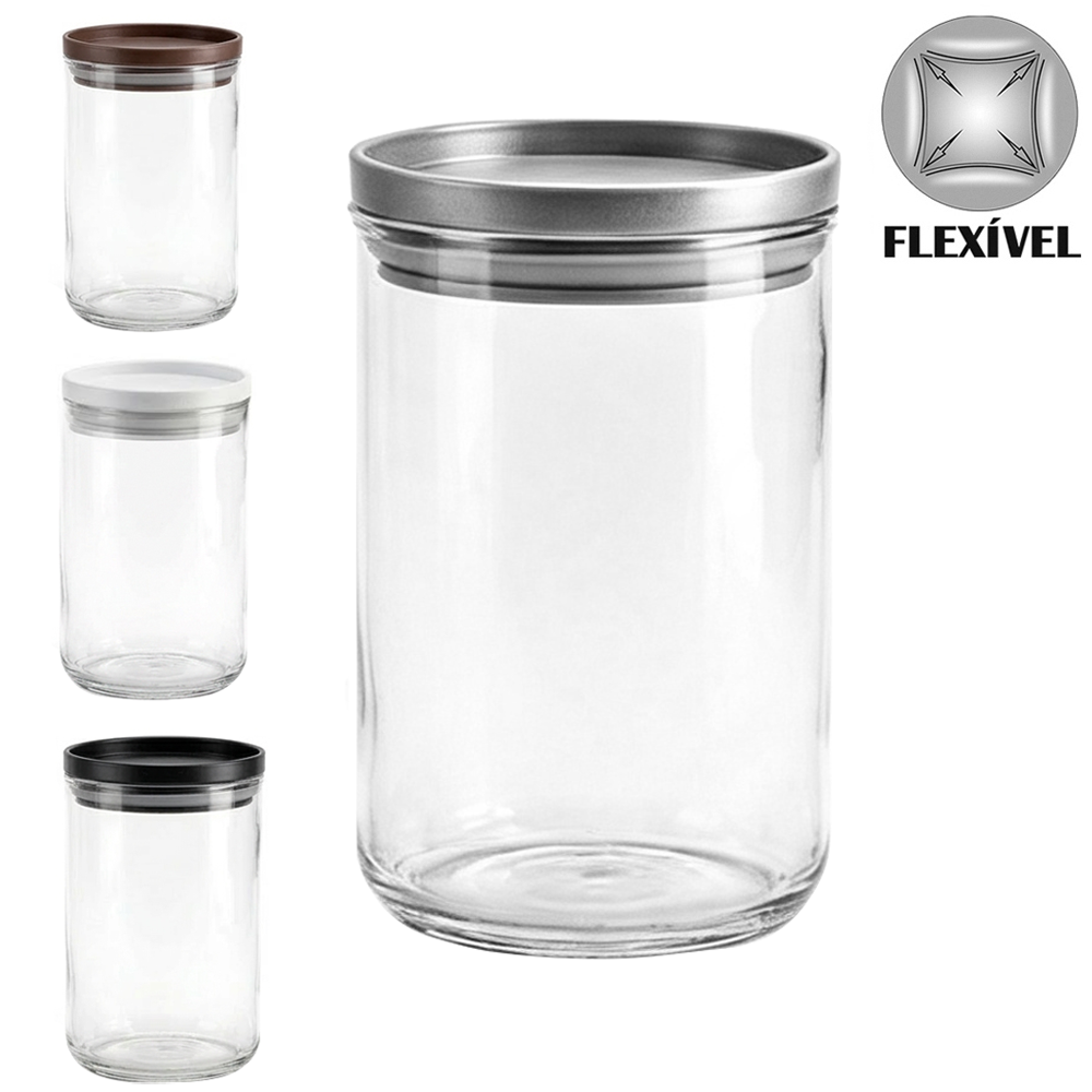 ORGANIZADOR DE PLASTICO PET FLEXIVEL REDONDO COM TAMPA HERMETICA 970ML