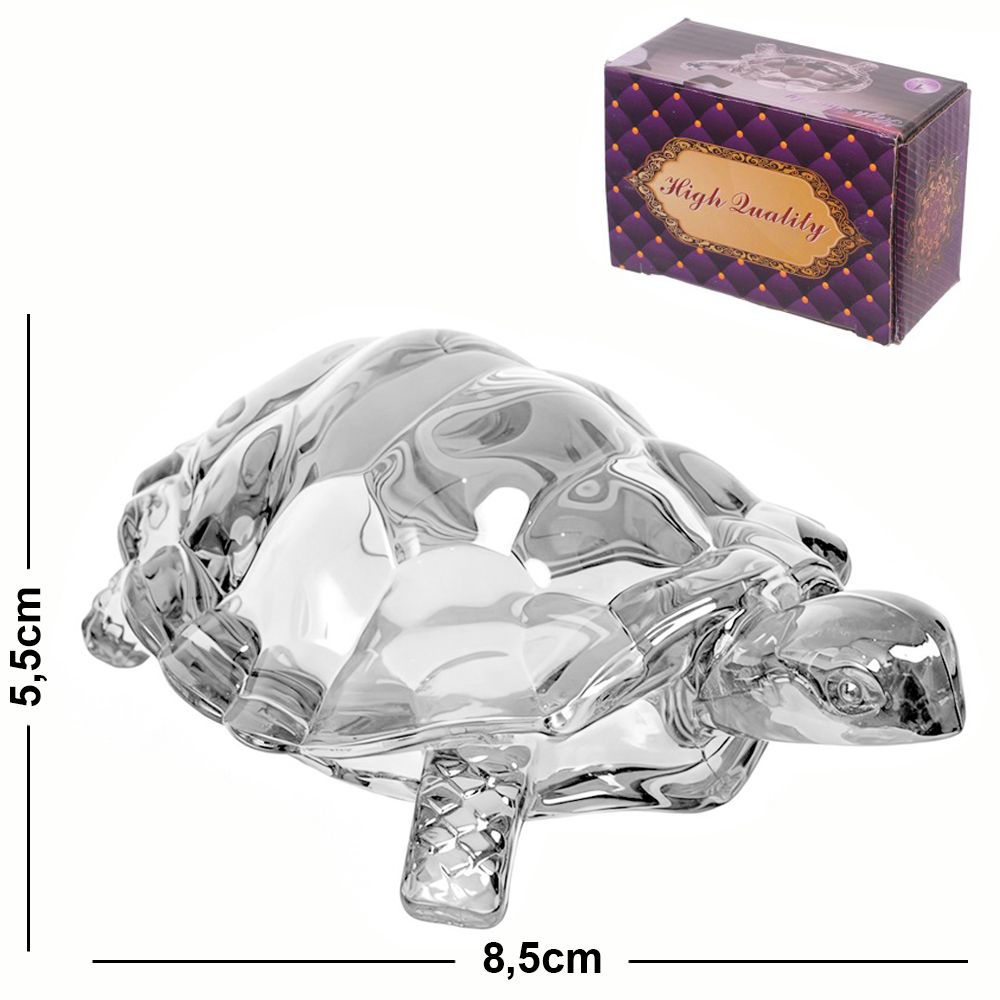 ENFEITE DECORATIVO DE VIDRO TARTARUGA 8,5X5,5CM