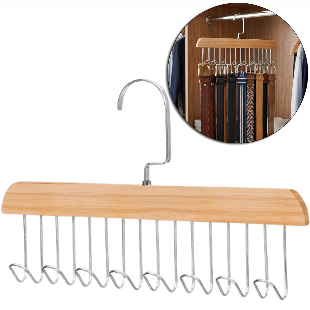 CABIDE GANCHO DE MADEIRA / METAL MULTIFUNCIONAL COM 8 GANCHOS 28X17,5X3CM