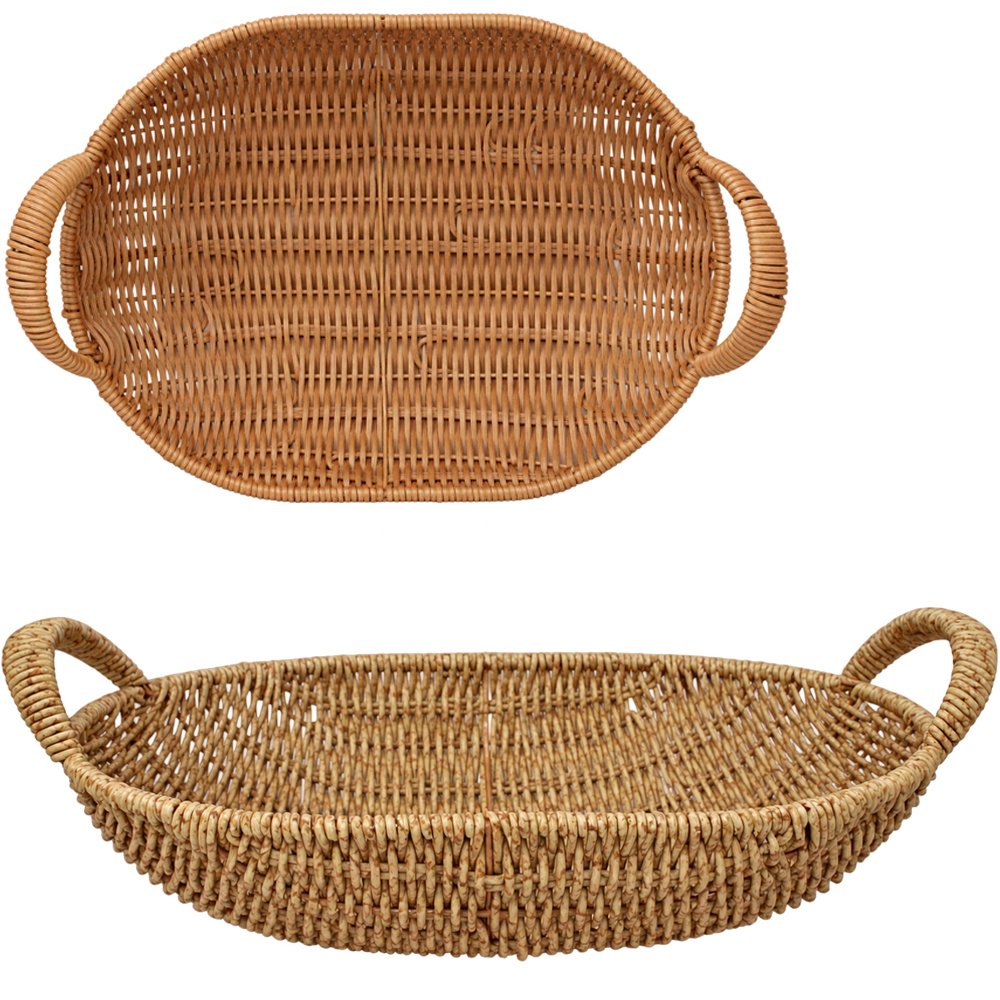 CESTA FRUTEIRA DE PLASTICO TIPO VIME OVAL COM ALCA STIL DECOR 38X25X13CM