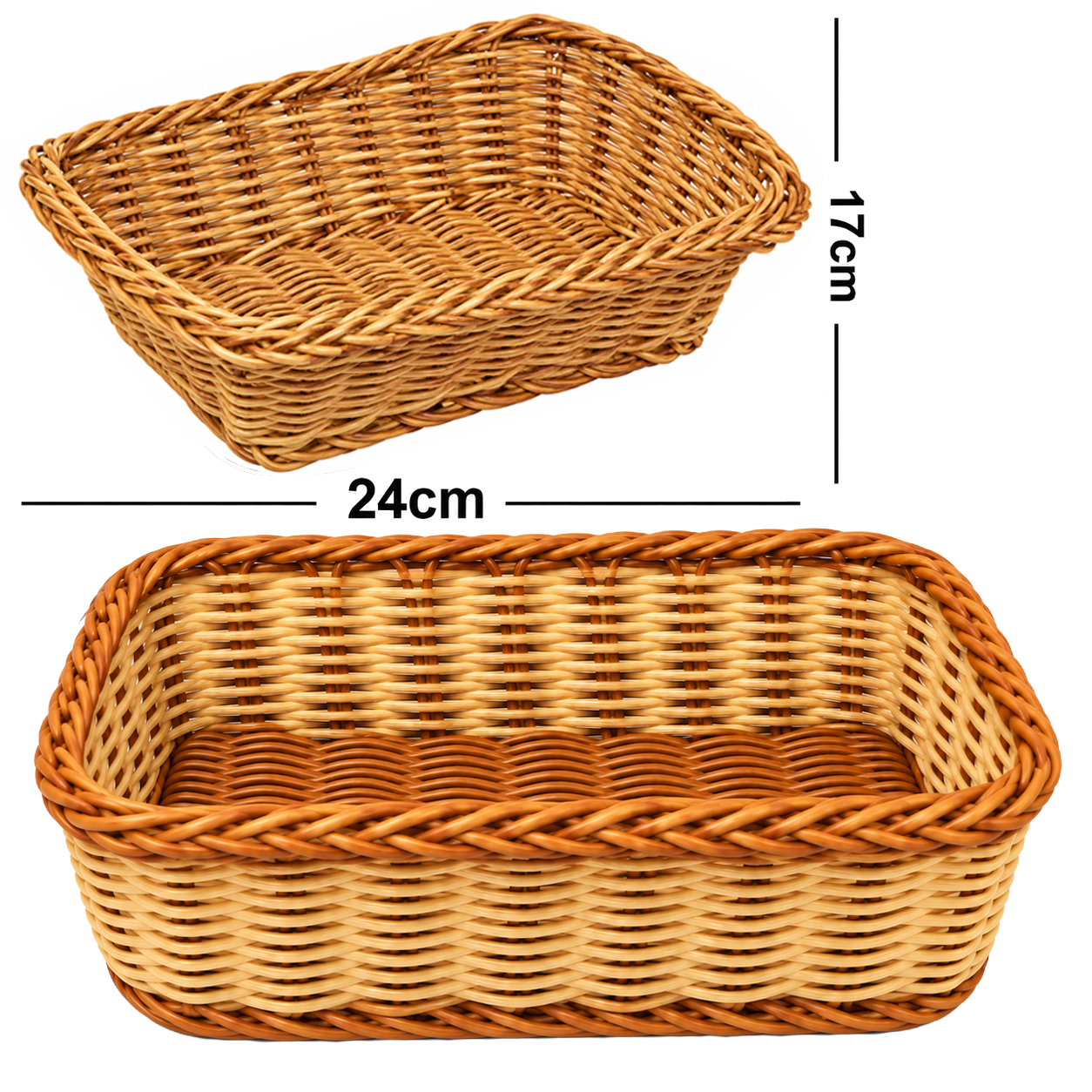 CESTA DE PLASTICO TIPO VIME RETANGULAR STIL DECOR P 24X17X6CM