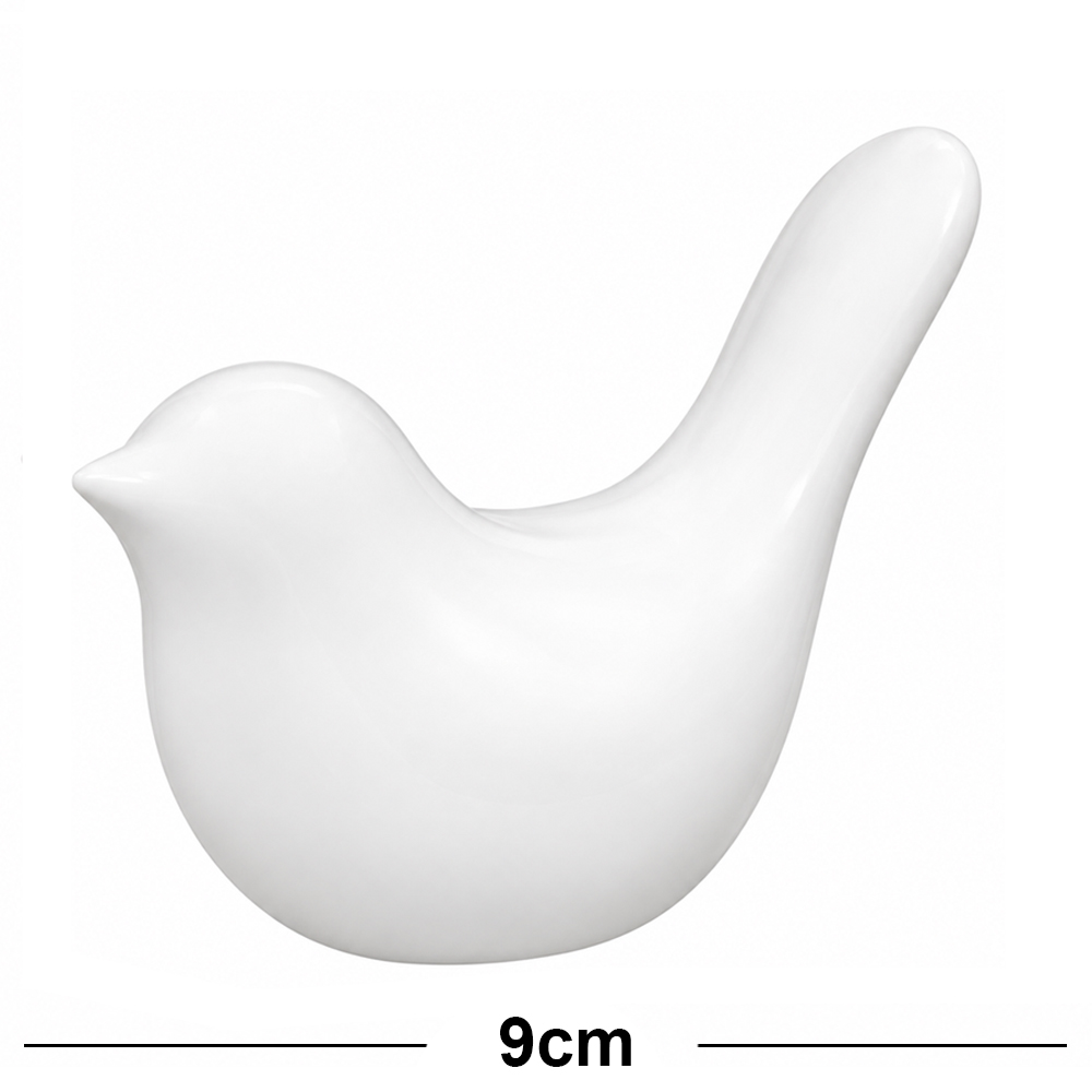 ENFEITE PASSARO DE PORCELANA BRANCO 9,5X7X5CM 