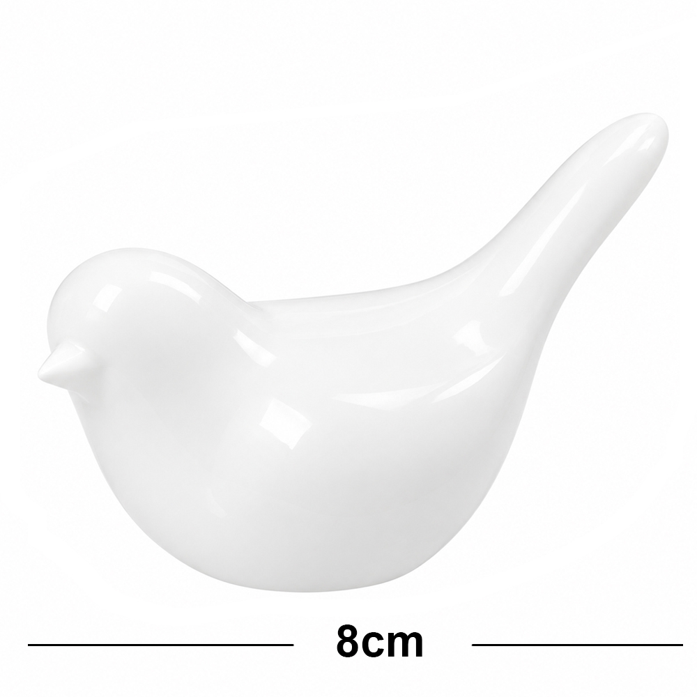 ENFEITE PASSARO DE PORCELANA BRANCO 8X6,5X4,5CM 