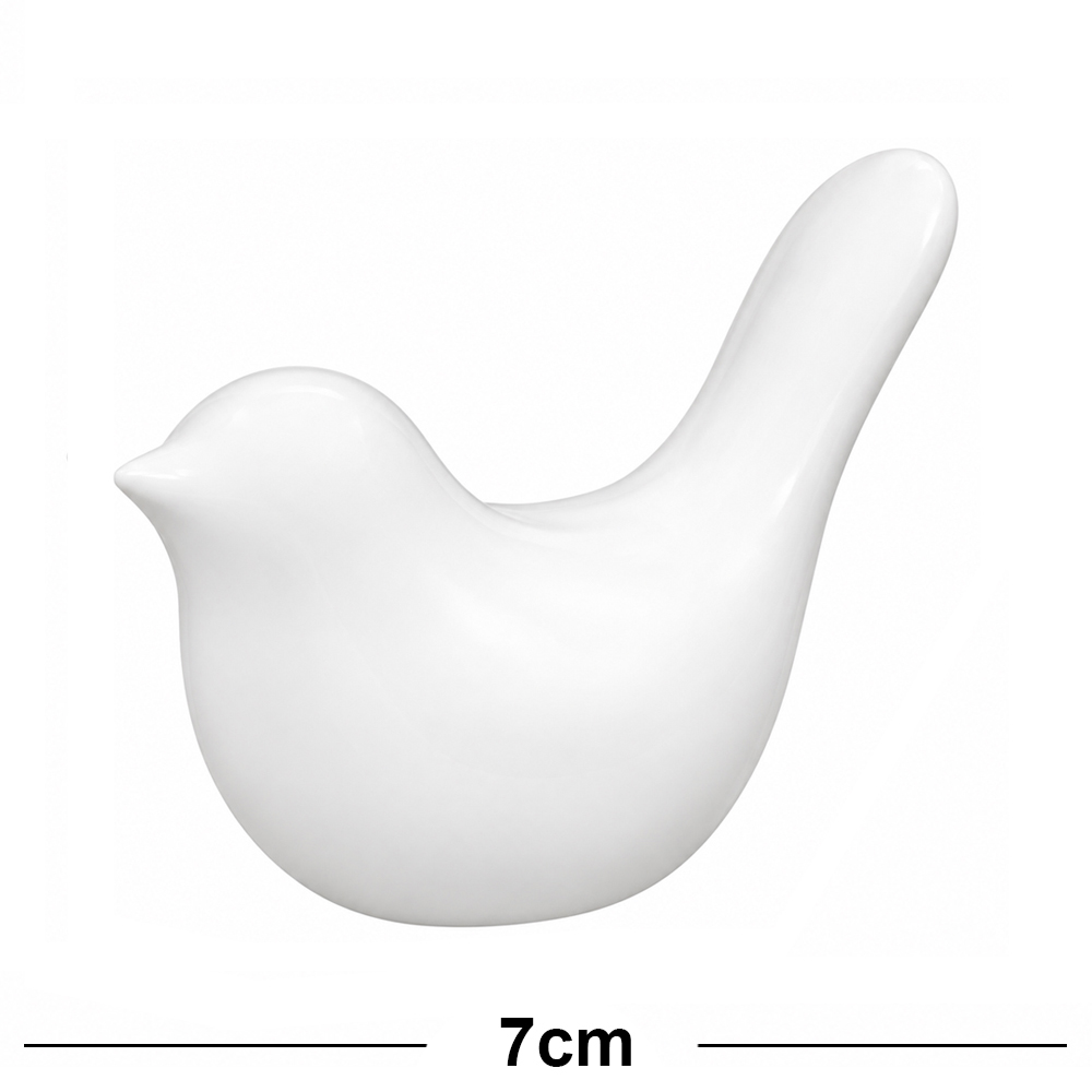 ENFEITE PASSARO DE PORCELANA BRANCO 7X7X4,5CM 