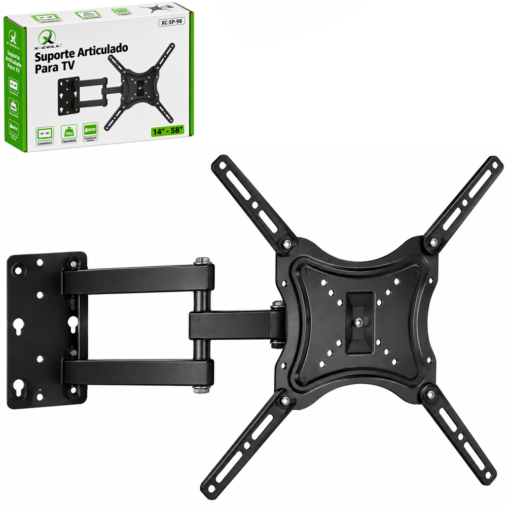 SUPORTE PARA TV DE 14'' A 58'' ARTICULAVEL E INCLINAVEL X-CELL