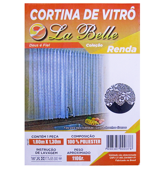 CORTINA DE RENDA DE VITRO / JANELA PARA COZINHA 180X130CM 